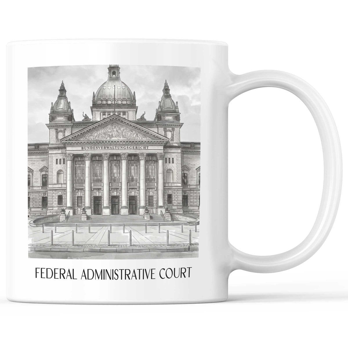Bundesverwaltungsgericht Kaffeebecher - Leipzig - Deutschland Becher - Kaffeetasse im Aquarell Schwarz-Weiß Stil - favplace
