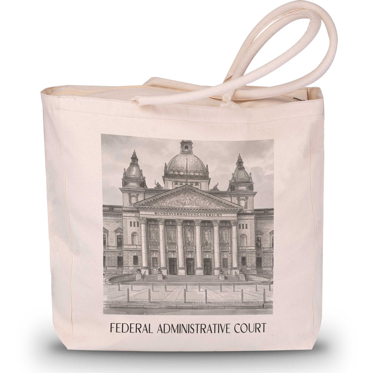 Bundesverwaltungsgericht Shopping Tasche - Leipzig - Deutschland Tote Bag - Einkaufstasche im Aquarell Schwarz-Weiß Stil - favplace