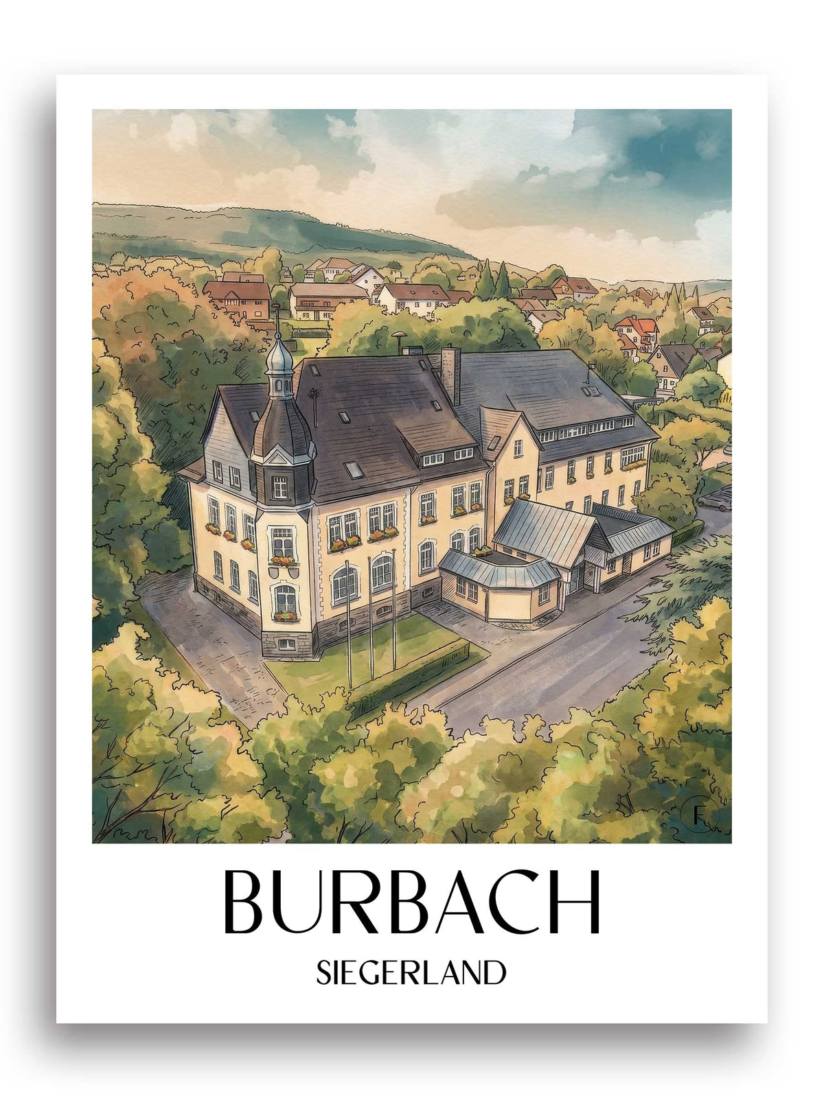 burbach-siegerland-deutschland-poster-aquarell