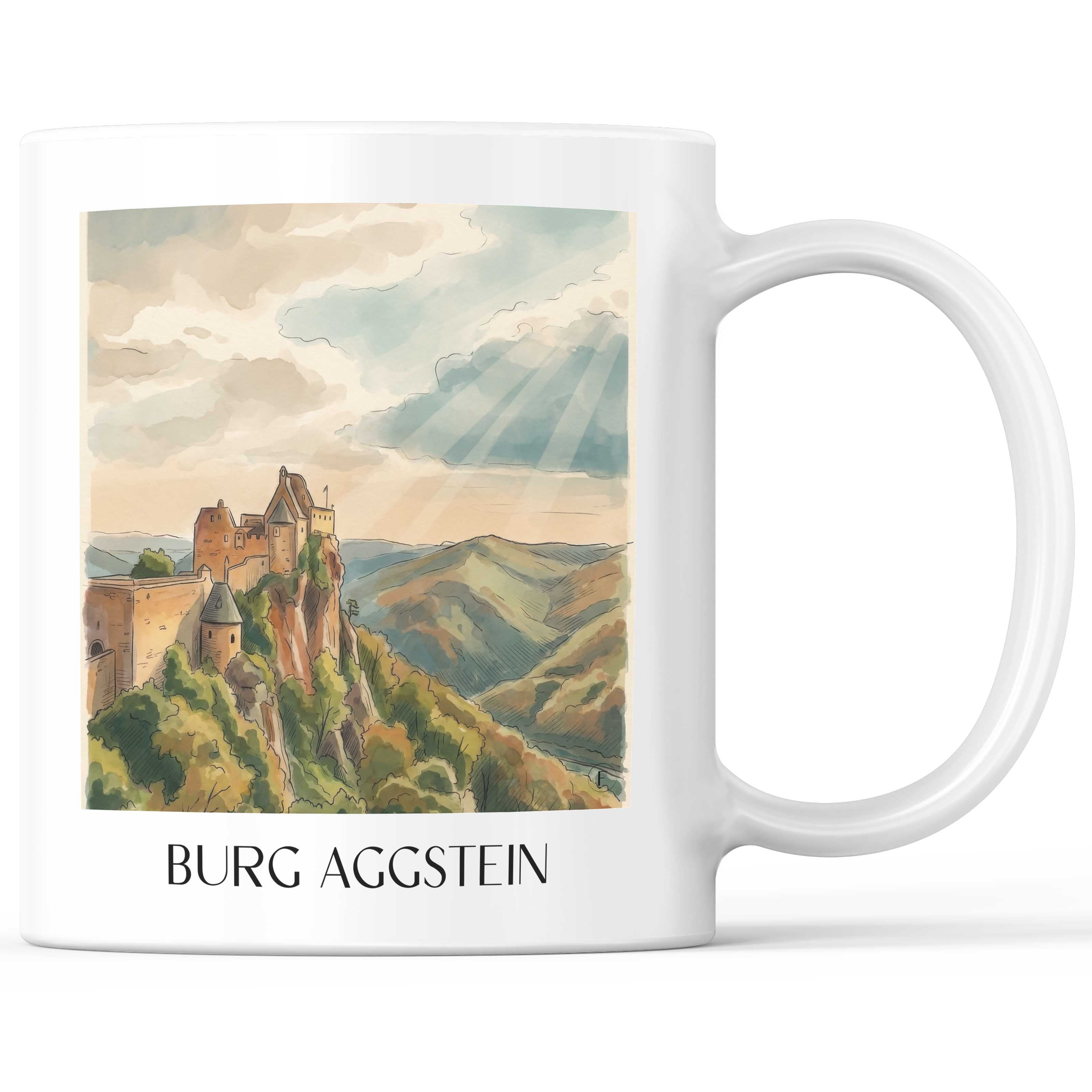 burg-aggstein-wachau-österreich-kaffeebecher-aquarell