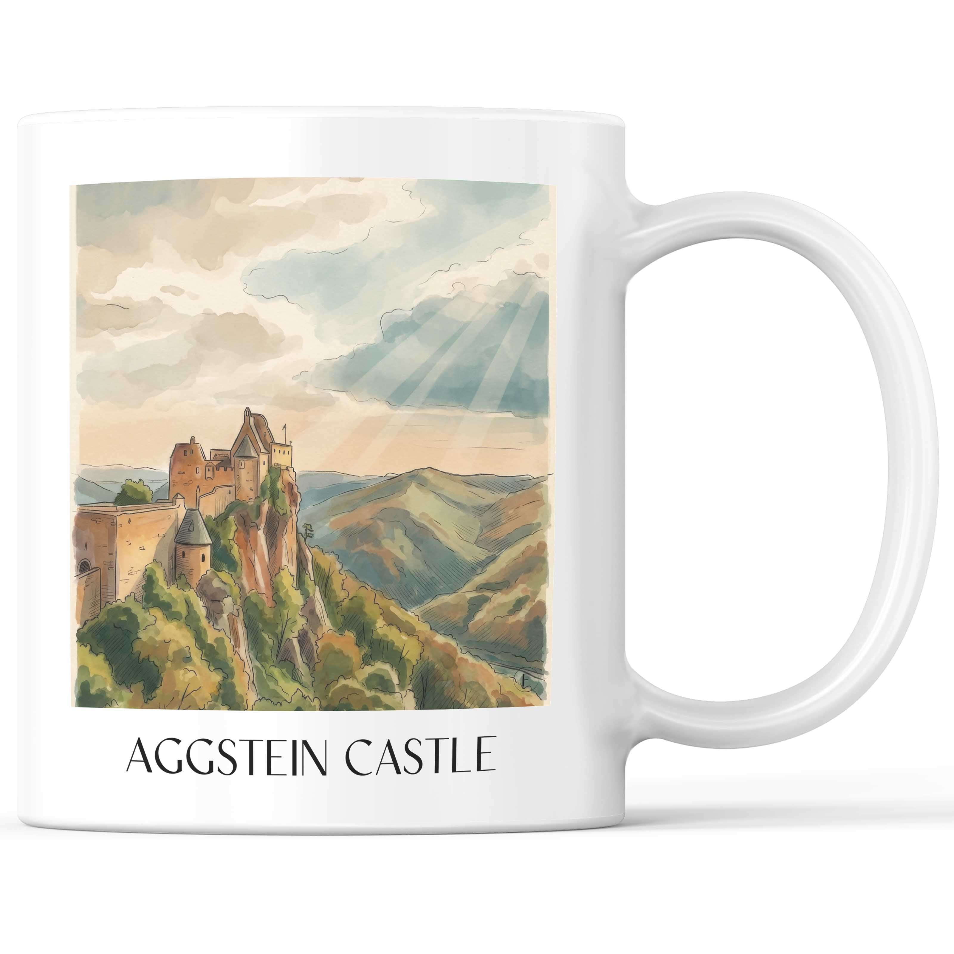 Burg Aggstein Kaffeebecher - Wachau - Österreich Becher - Kaffeetasse im Aquarell Stil - favplace