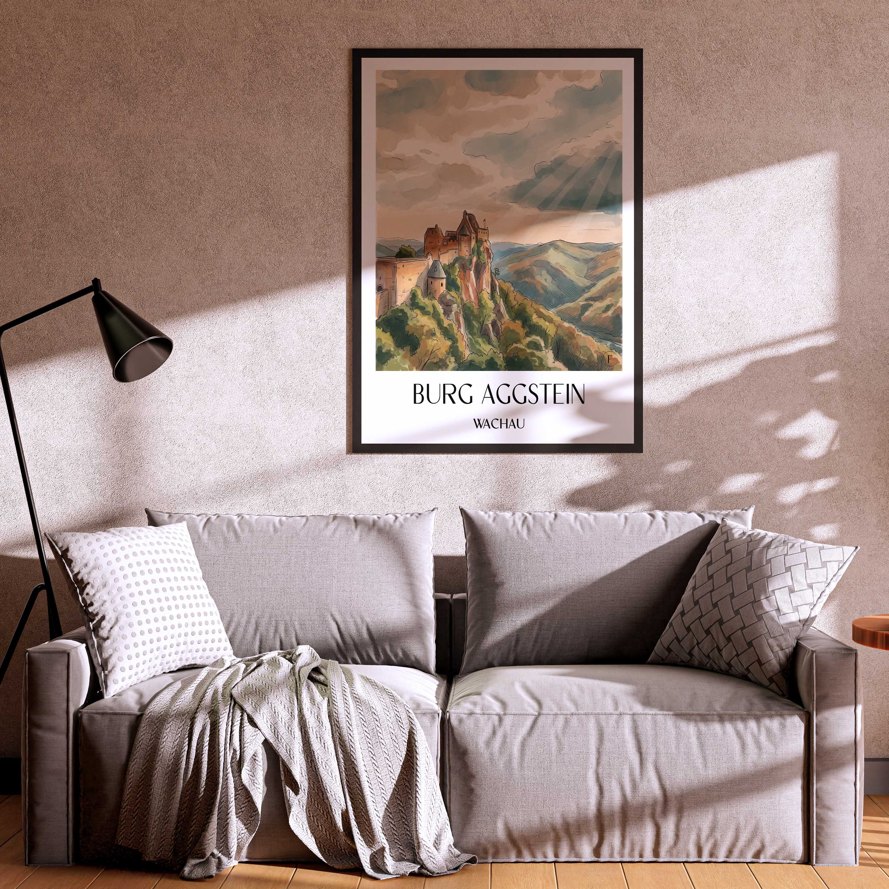 burg-aggstein-wachau-österreich-poster-aquarell