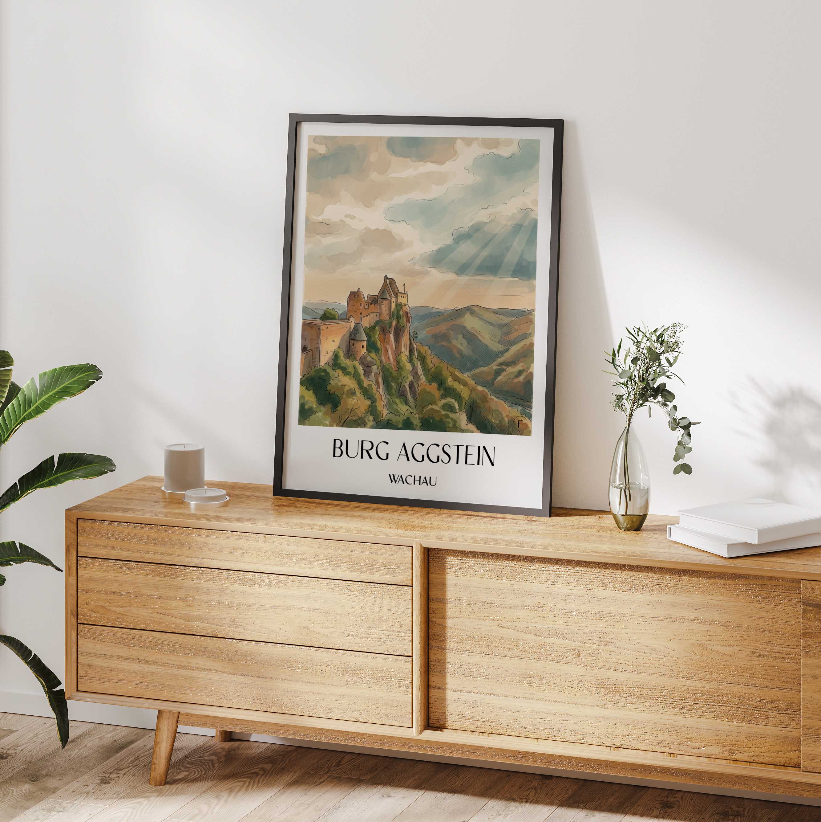 burg-aggstein-wachau-österreich-poster-aquarell
