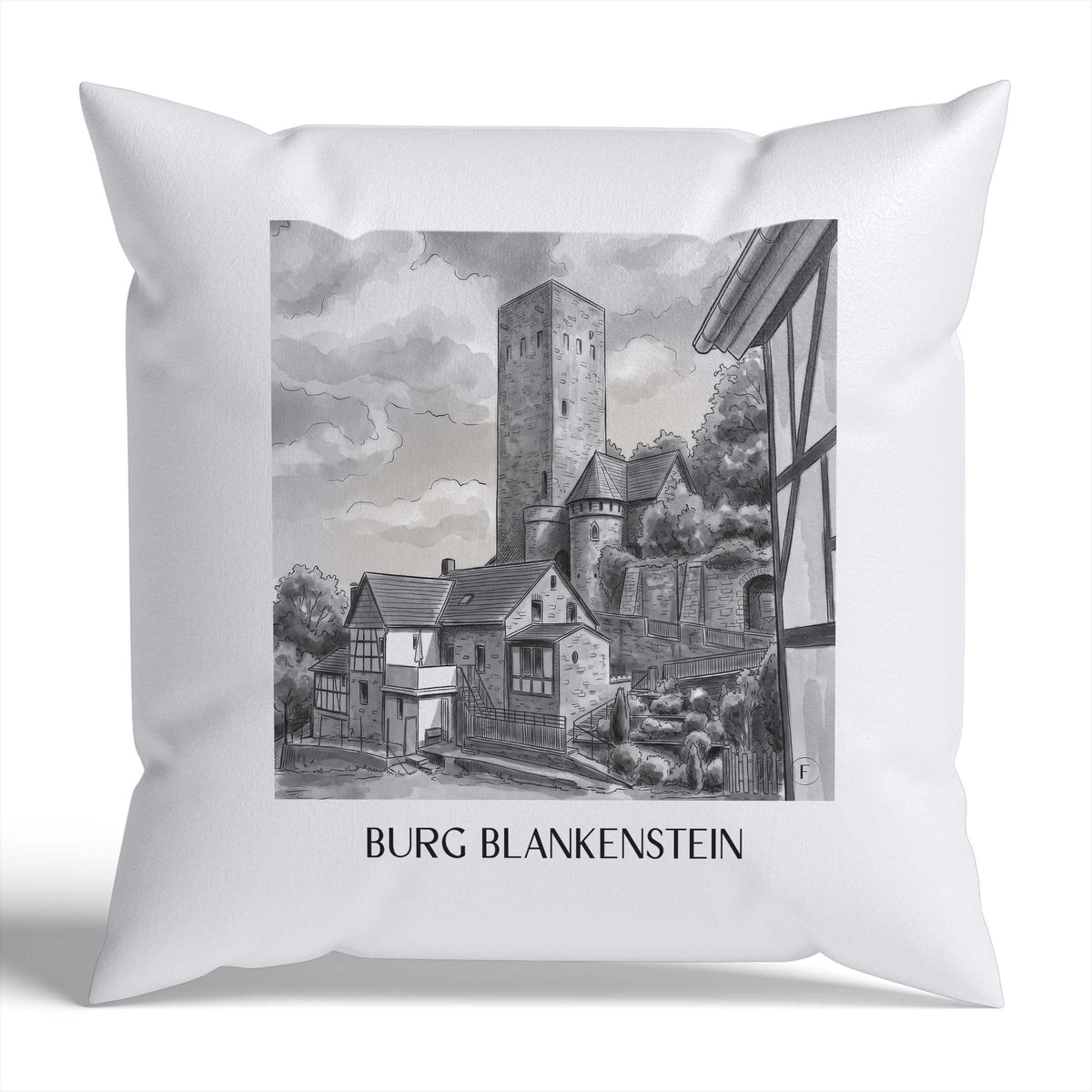 burg-blankenstein-hattingen-deutschland-kissenbezug-aquarell-schwarz-weiss