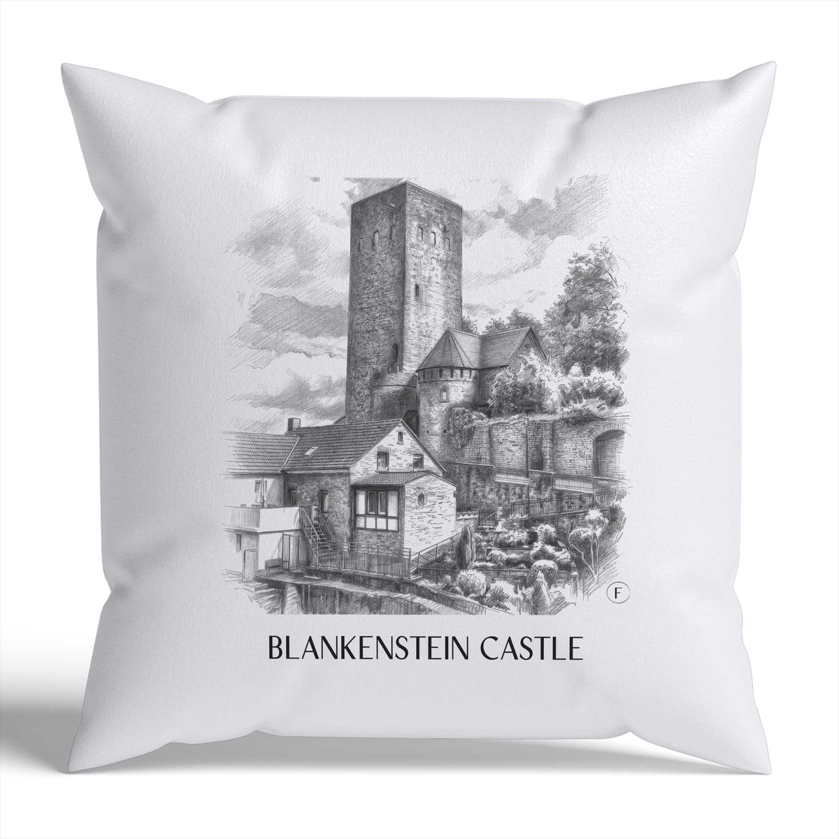 Burg Blankenstein Kissenhülle - Zierkissen Bezug - Hattingen - Deutschland Kissen bzw. Kissenbezug im Zeichnung Stil - favplace