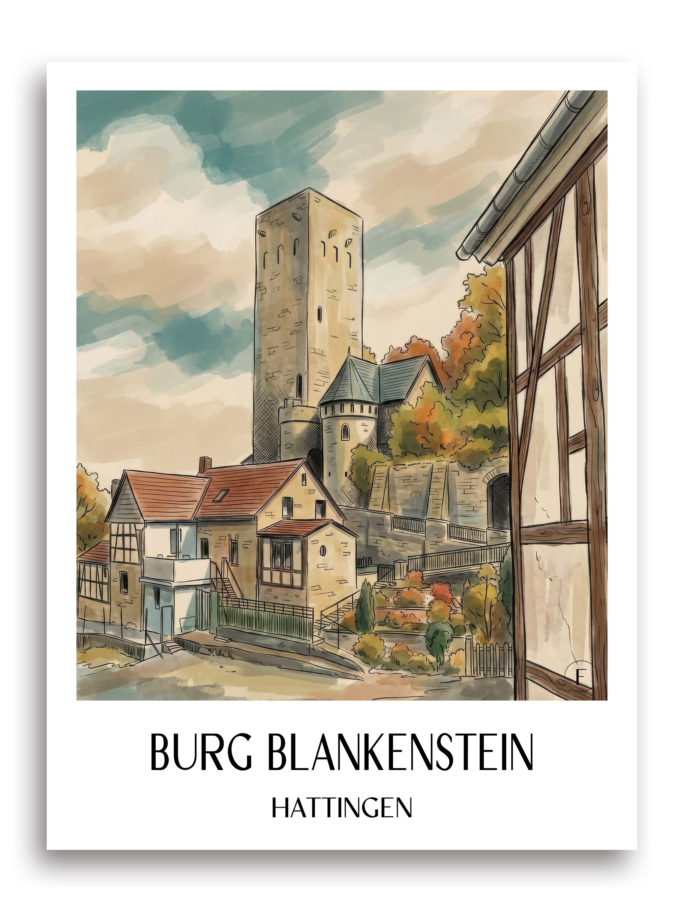 burg-blankenstein-hattingen-deutschland-poster-aquarell