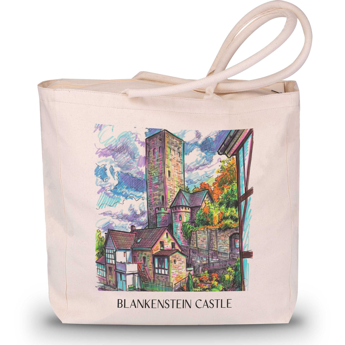 Burg Blankenstein Shopping Tasche - Hattingen - Deutschland Tote Bag - Einkaufstasche im Tag Graffiti Stil - favplace