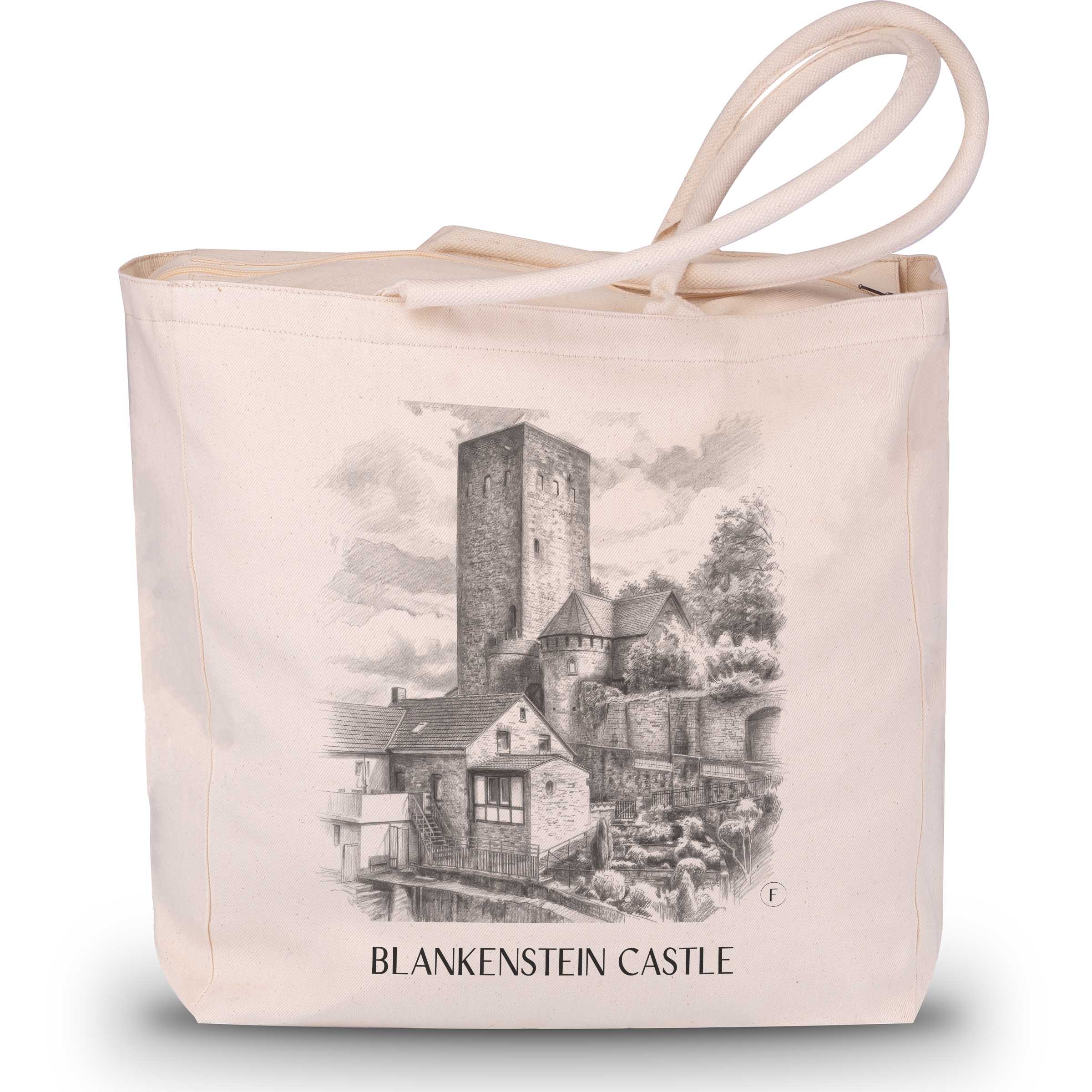 Burg Blankenstein Shopping Tasche - Hattingen - Deutschland Tote Bag - Einkaufstasche im Zeichnung Stil