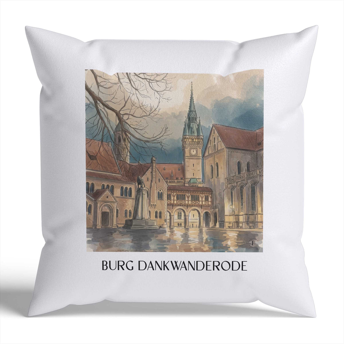 burg-dankwanderode-niedersachsen-deutschland-kissenbezug-aquarell