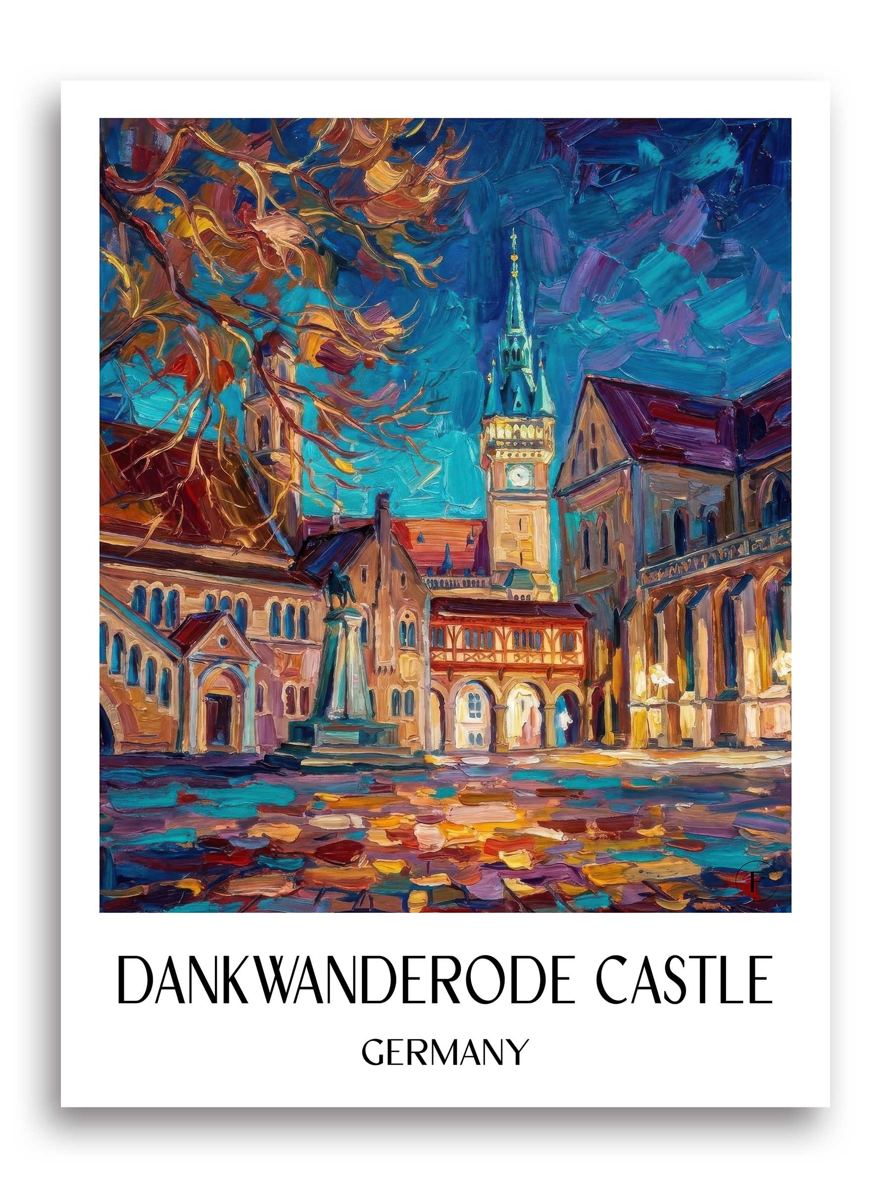 Burg Dankwanderode Poster - Niedersachsen - Deutschland Kunstdruck - Ölgemälde von A4 bis A1 - favplace