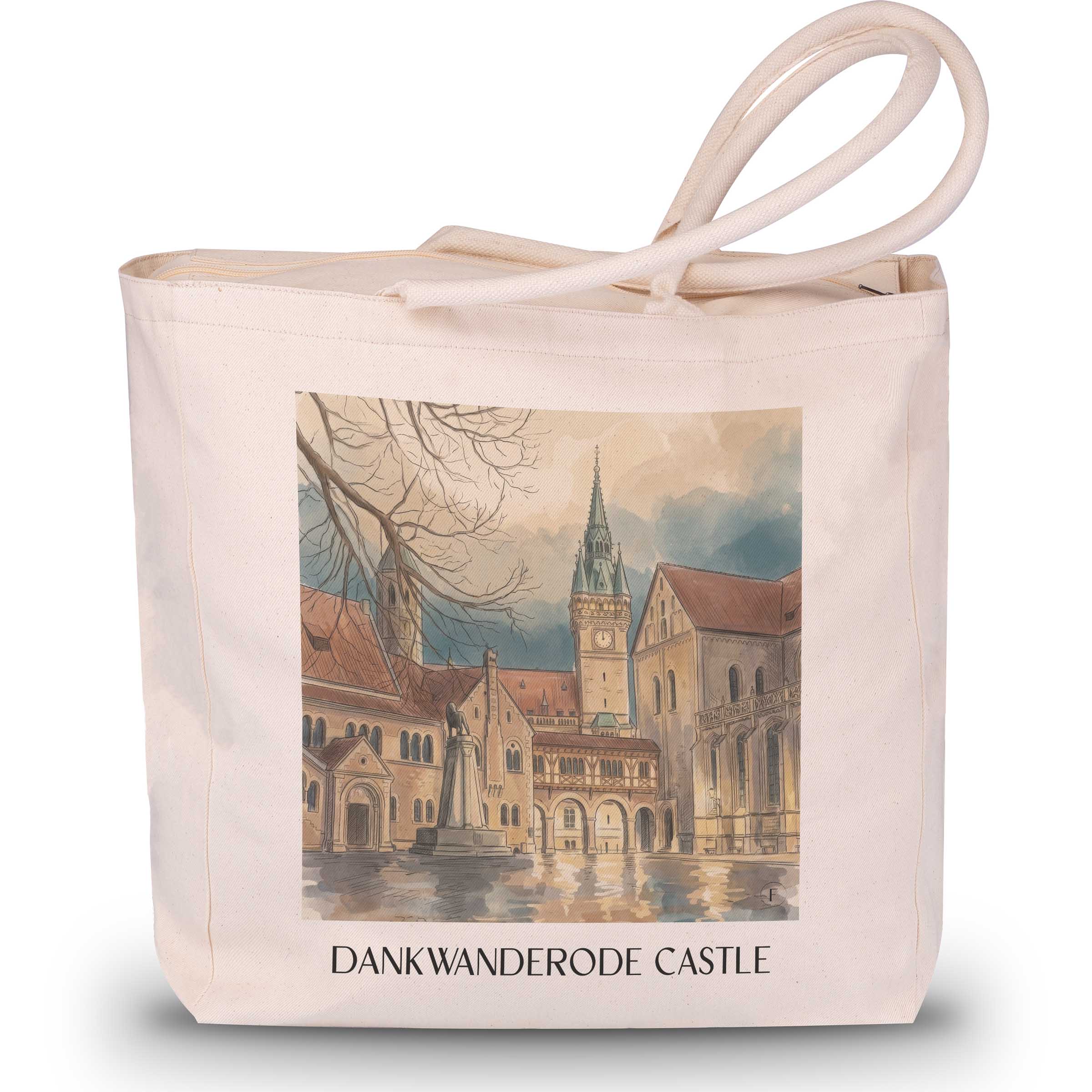 Burg Dankwanderode Shopping Tasche - Niedersachsen - Deutschland Tote Bag - Einkaufstasche im Aquarell Stil - favplace