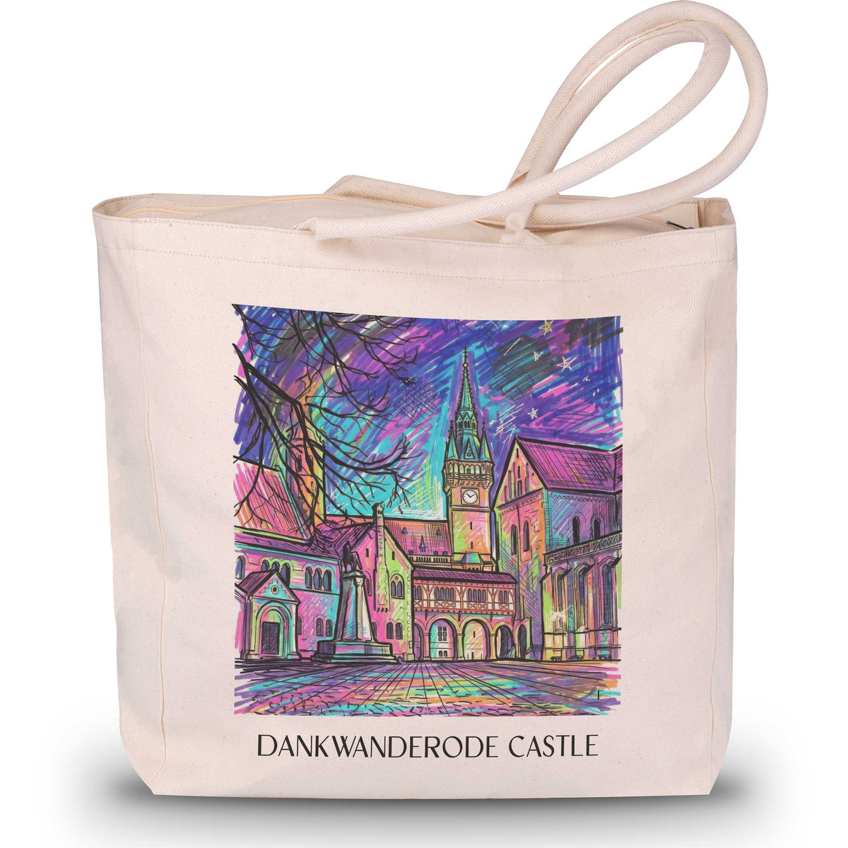 Burg Dankwanderode Shopping Tasche - Niedersachsen - Deutschland Tote Bag - Einkaufstasche im Tag Graffiti Stil - favplace