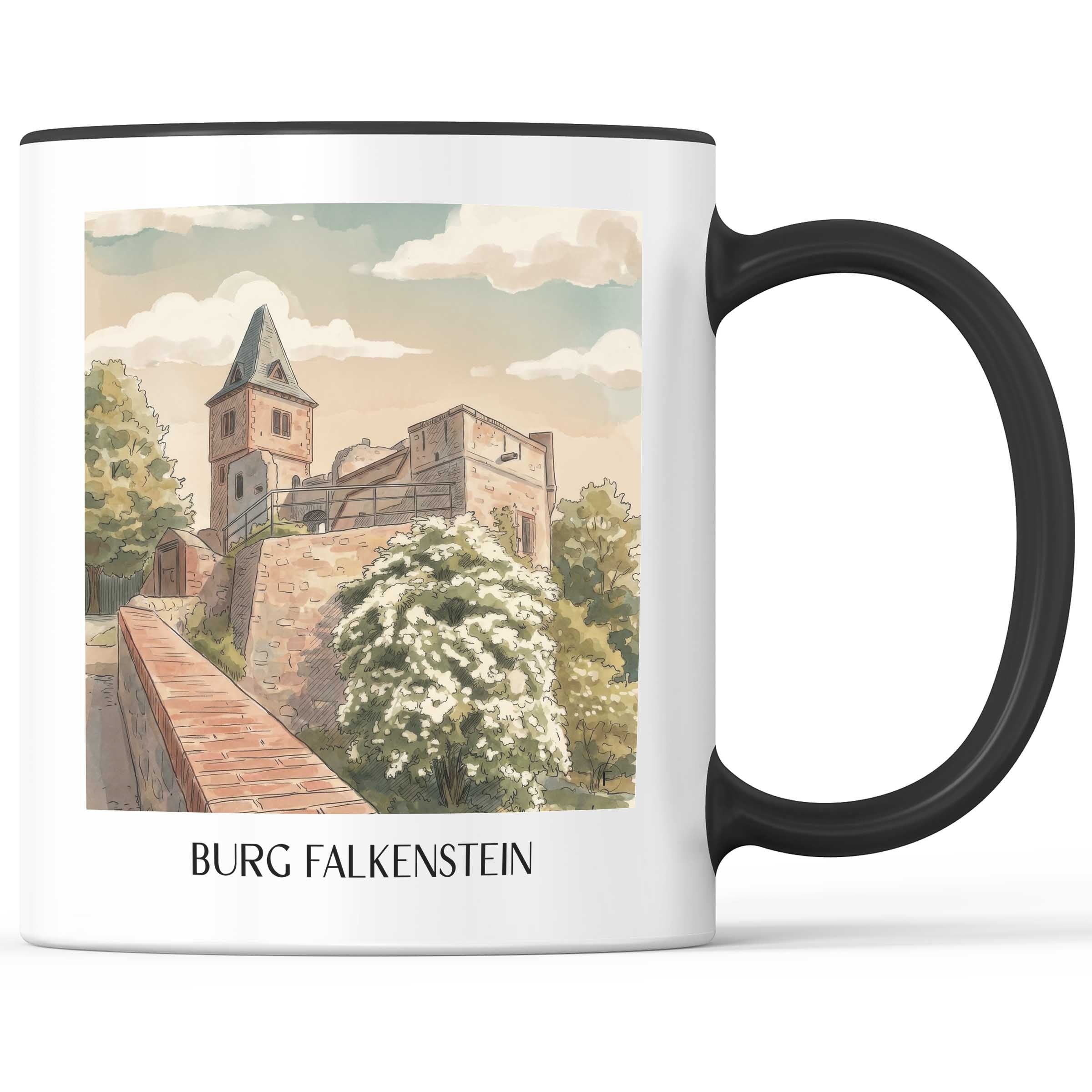 burg-falkenstein-mühltal-deutschland-kaffeebecher-aquarell