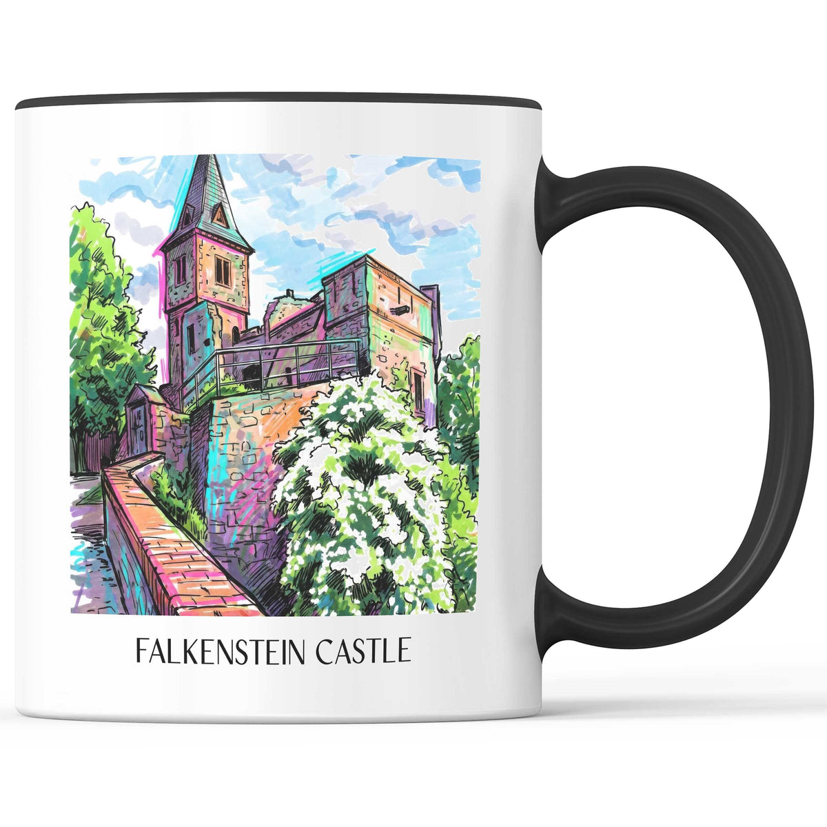 Burg Falkenstein Kaffeebecher - Mühltal - Deutschland Becher - Kaffeetasse im Tag Graffiti Stil - favplace