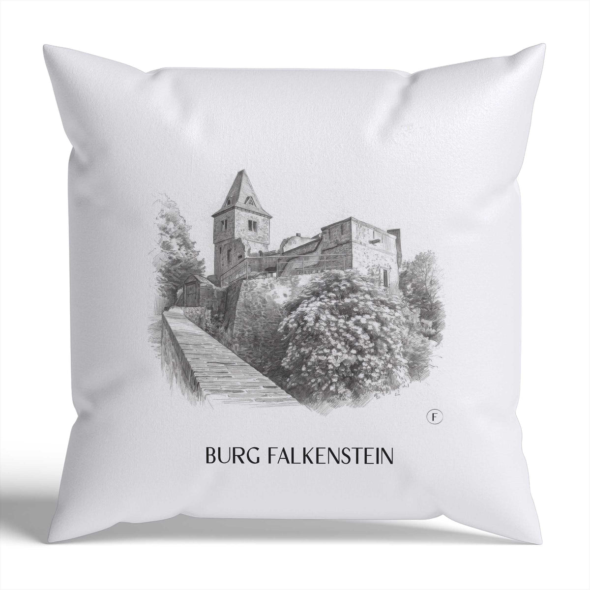 burg-falkenstein-mühltal-deutschland-kissenbezug-bleistift-zeichnung-drawing