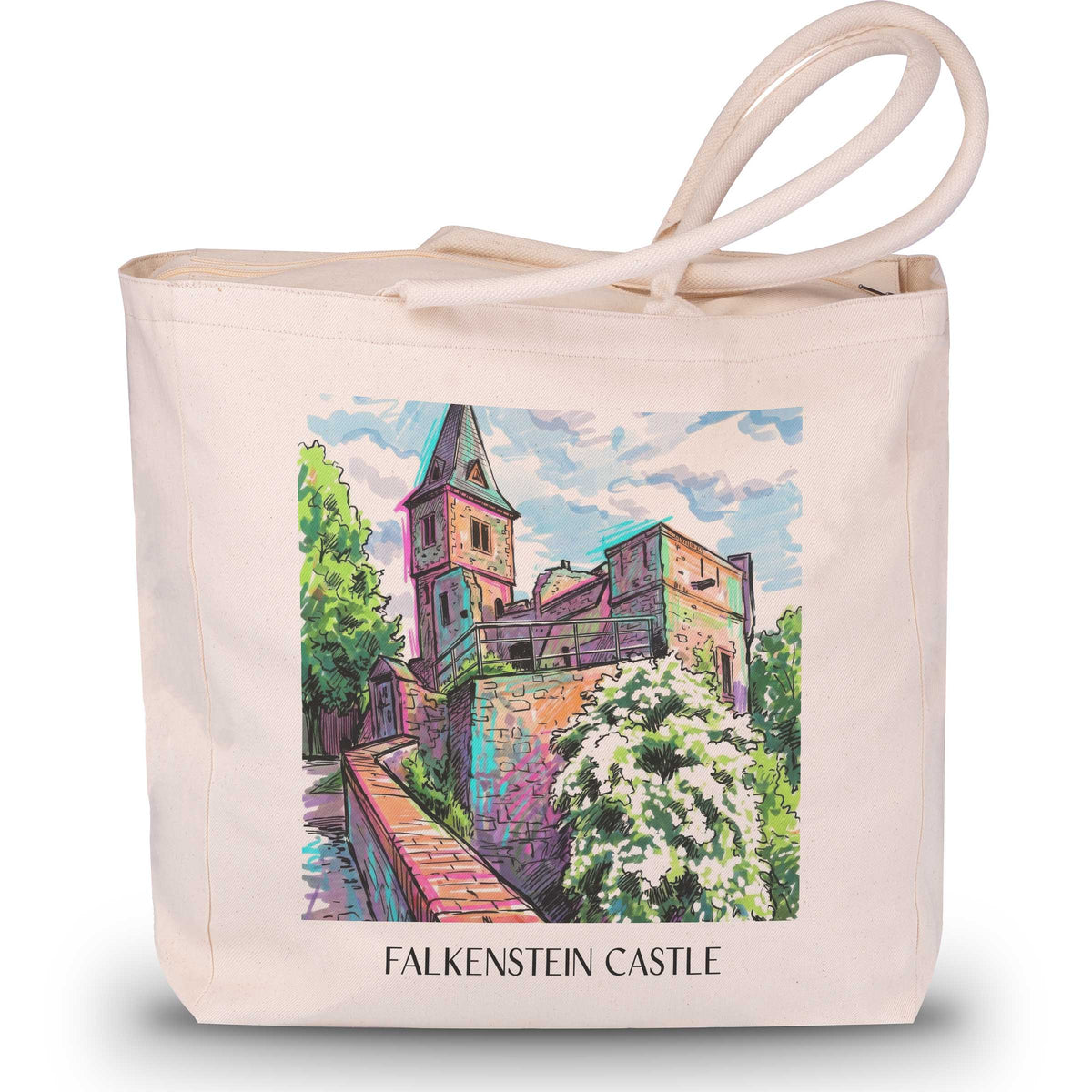 Burg Falkenstein Shopping Tasche - Mühltal - Deutschland Tote Bag - Einkaufstasche im Tag Graffiti Stil - favplace