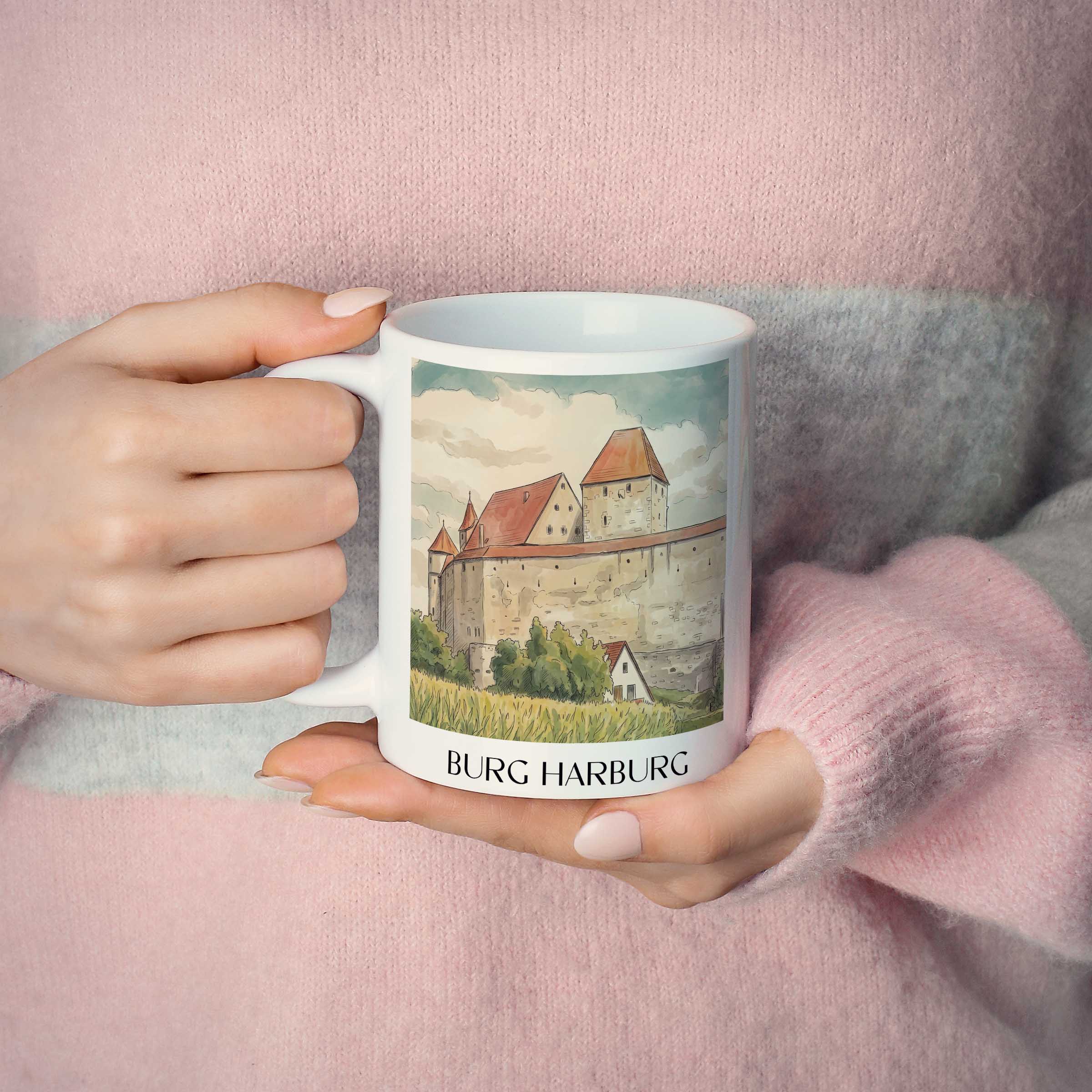 burg-harburg-schwaben-deutschland-kaffeebecher-aquarell