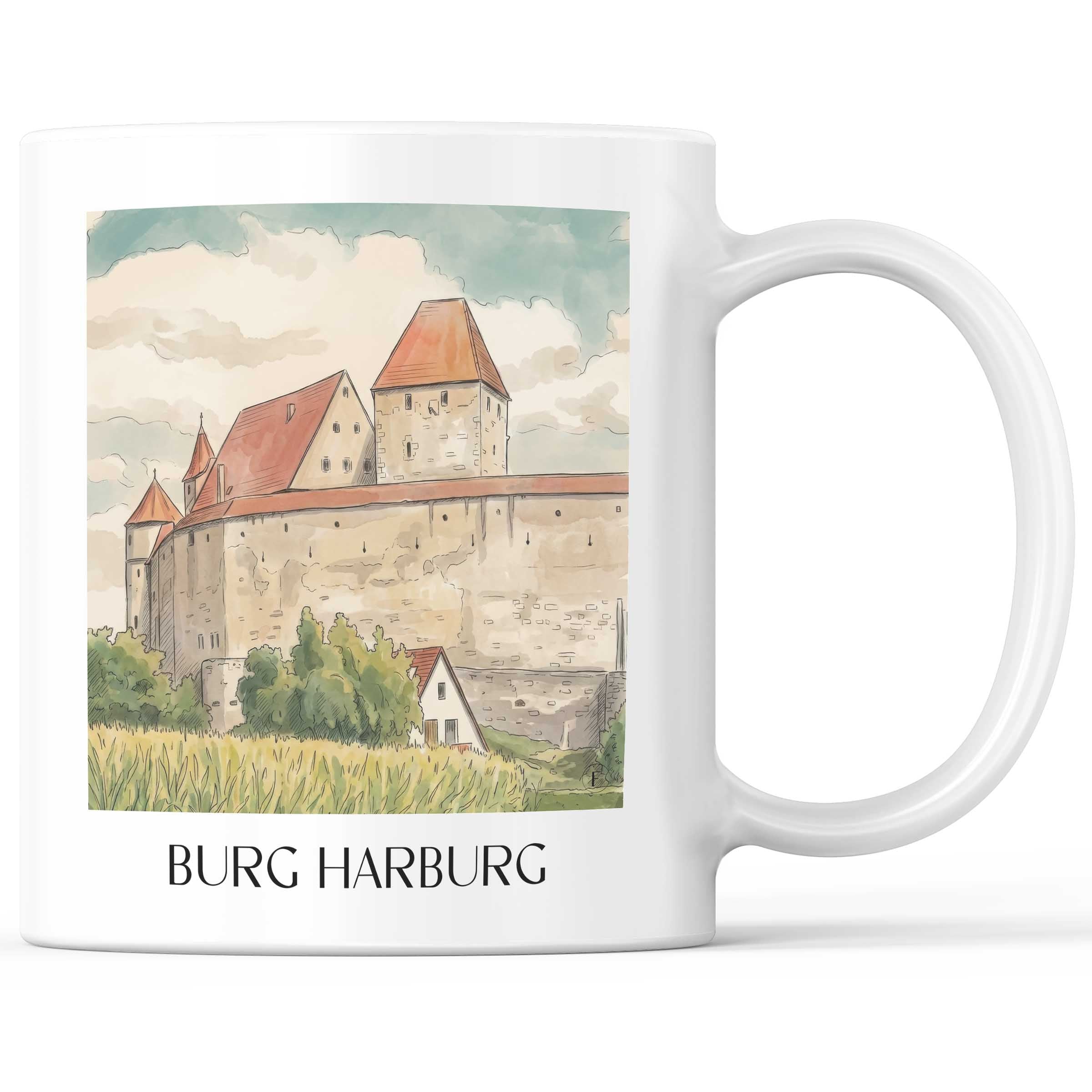burg-harburg-schwaben-deutschland-kaffeebecher-aquarell