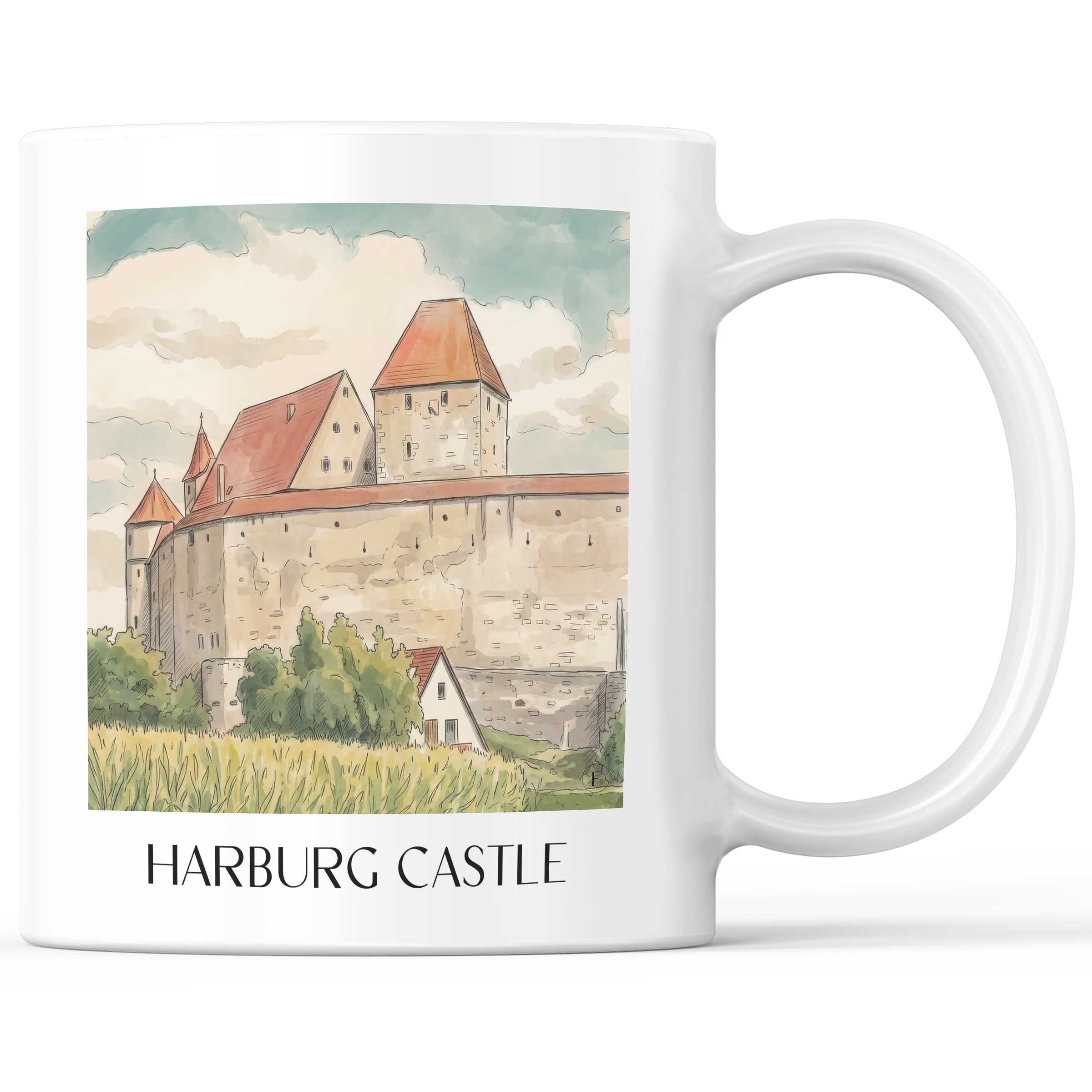 Burg Harburg Kaffeebecher - Schwaben - Deutschland Becher - Kaffeetasse im Aquarell Stil - favplace
