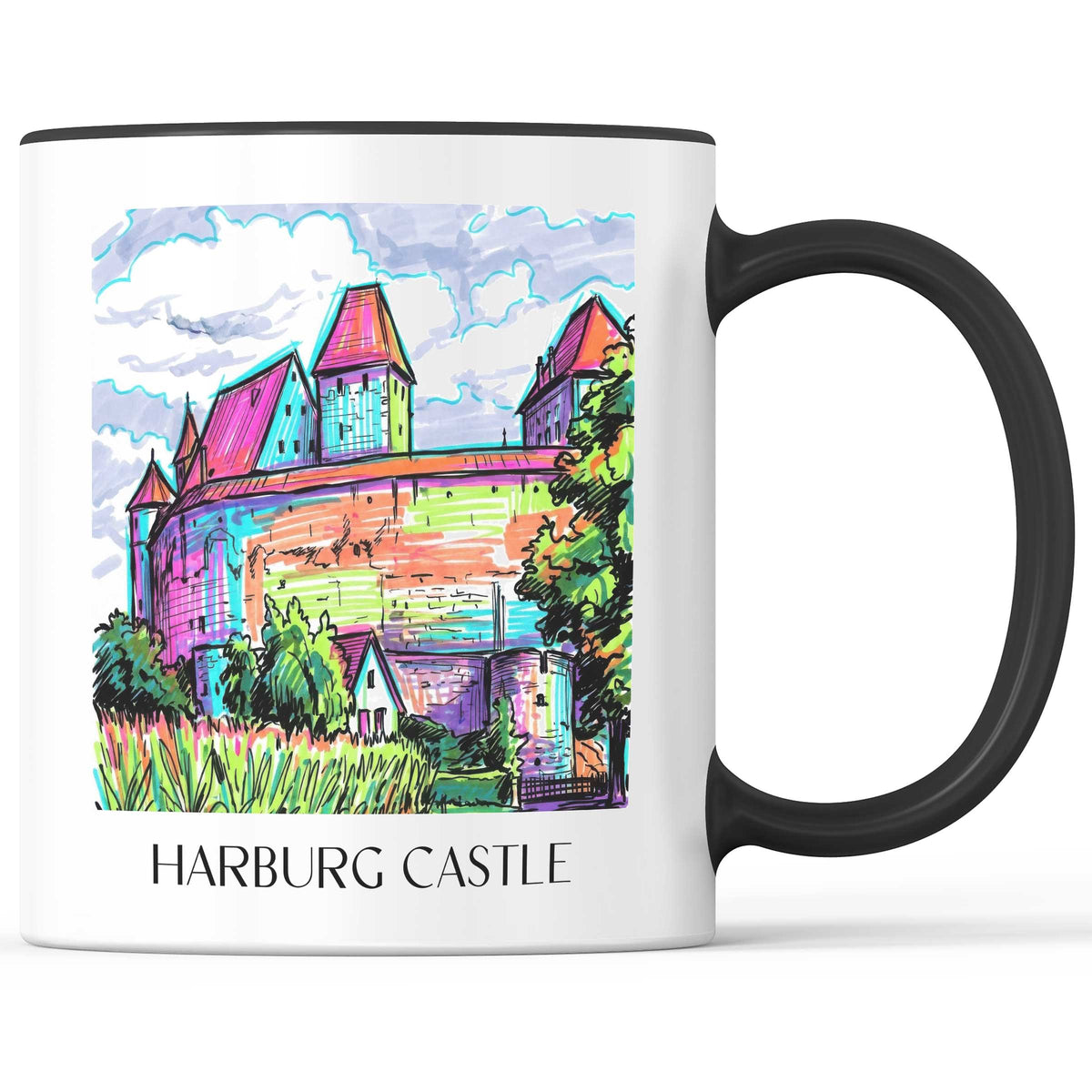 Burg Harburg Kaffeebecher - Schwaben - Deutschland Becher - Kaffeetasse im Tag Graffiti Stil - favplace
