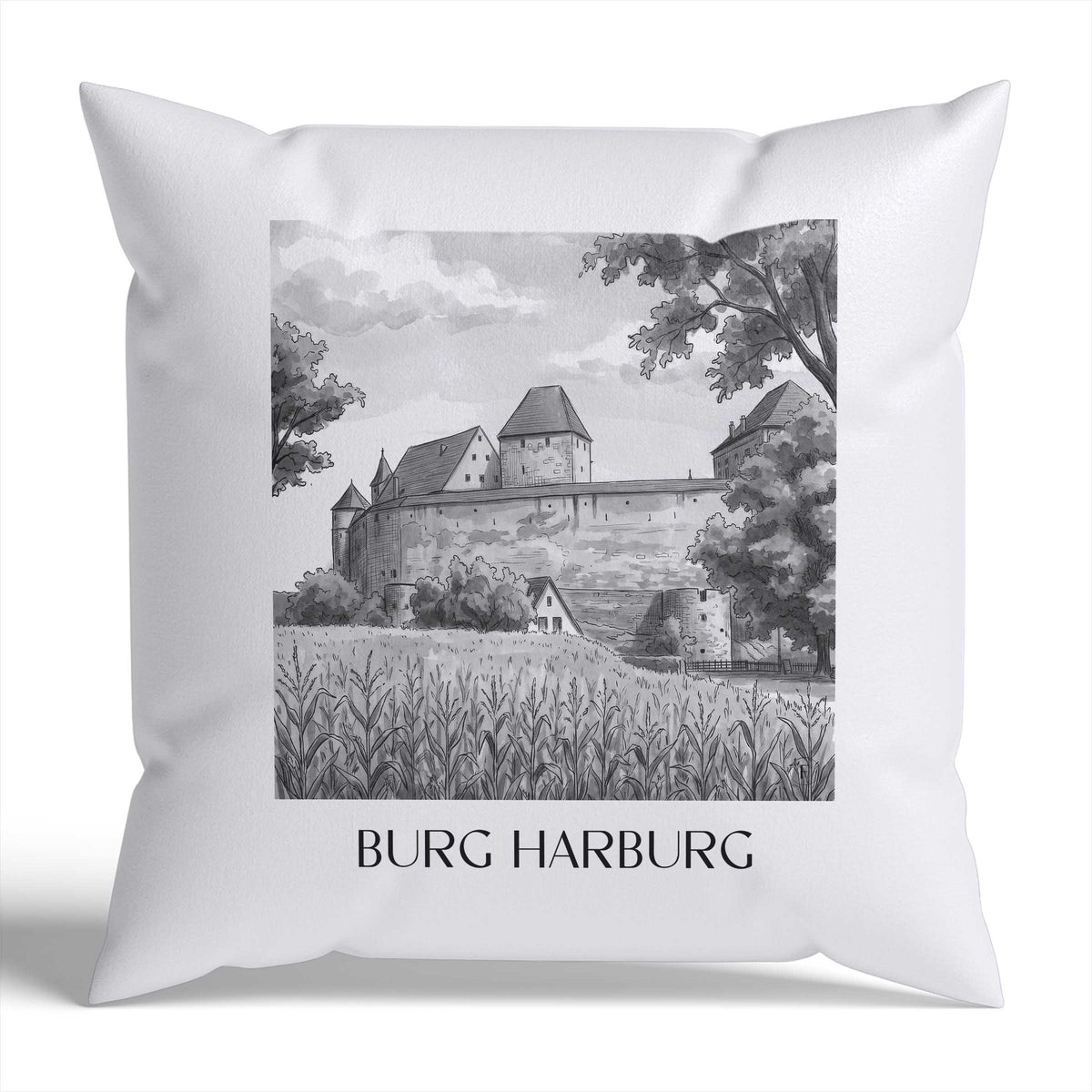 burg-harburg-schwaben-deutschland-kissenbezug-aquarell-schwarz-weiss
