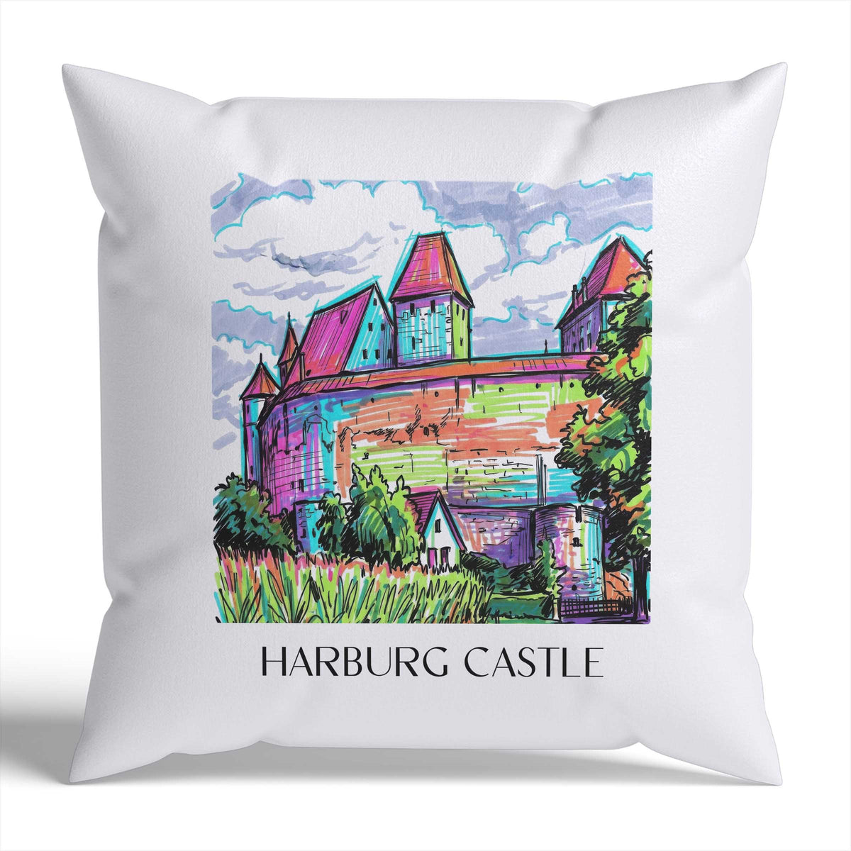 Burg Harburg Kissenhülle - Zierkissen Bezug - Schwaben - Deutschland Kissen bzw. Kissenbezug im Tag Graffiti Stil - favplace