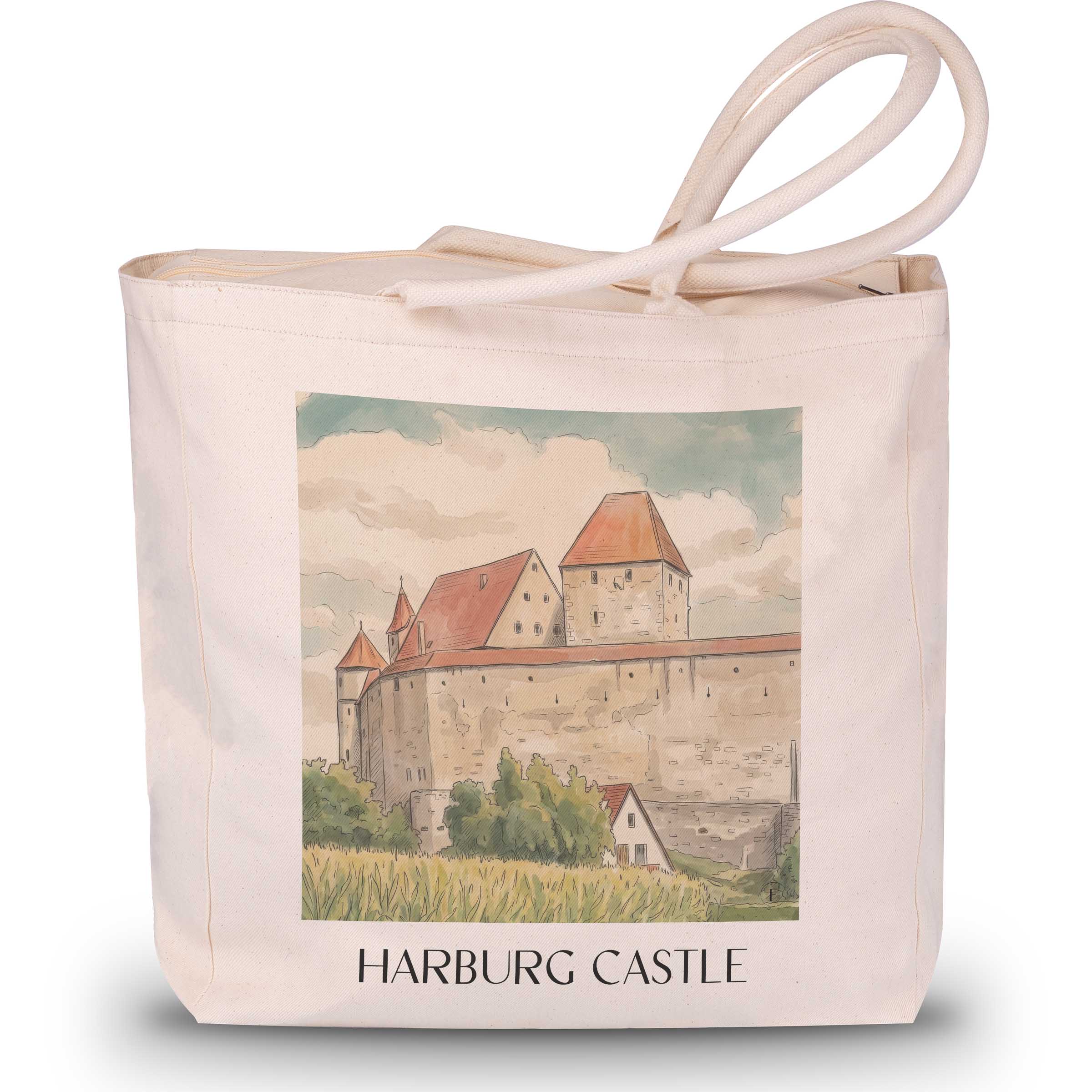 Burg Harburg Shopping Tasche - Schwaben - Deutschland Tote Bag - Einkaufstasche im Aquarell Stil - favplace