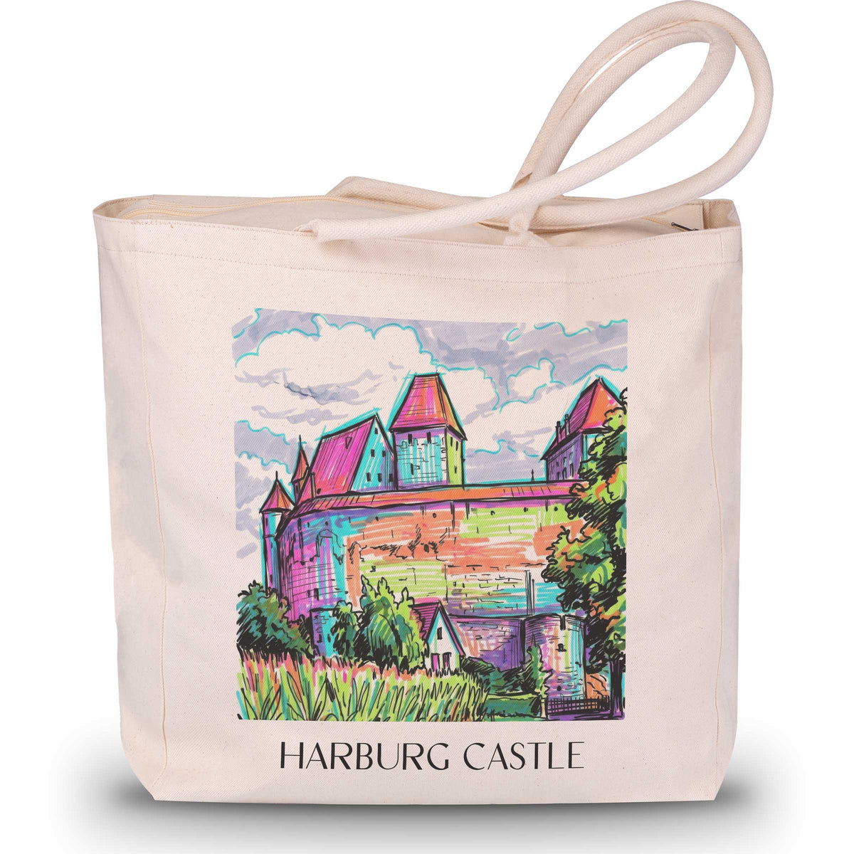 Burg Harburg Shopping Tasche - Schwaben - Deutschland Tote Bag - Einkaufstasche im Tag Graffiti Stil - favplace