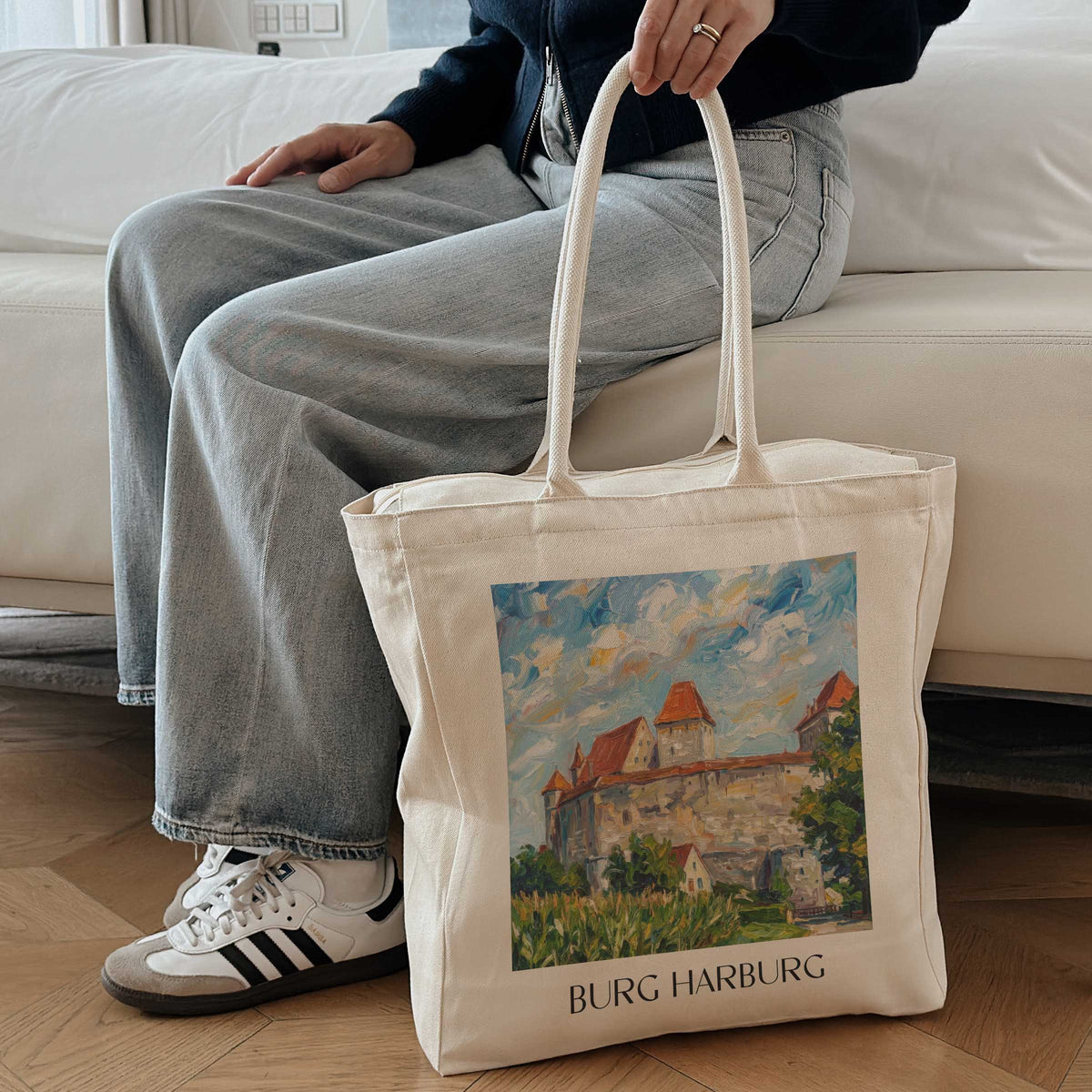 burg-harburg-schwaben-deutschland-einkaufstasche-oil-painting-oelgemaelde