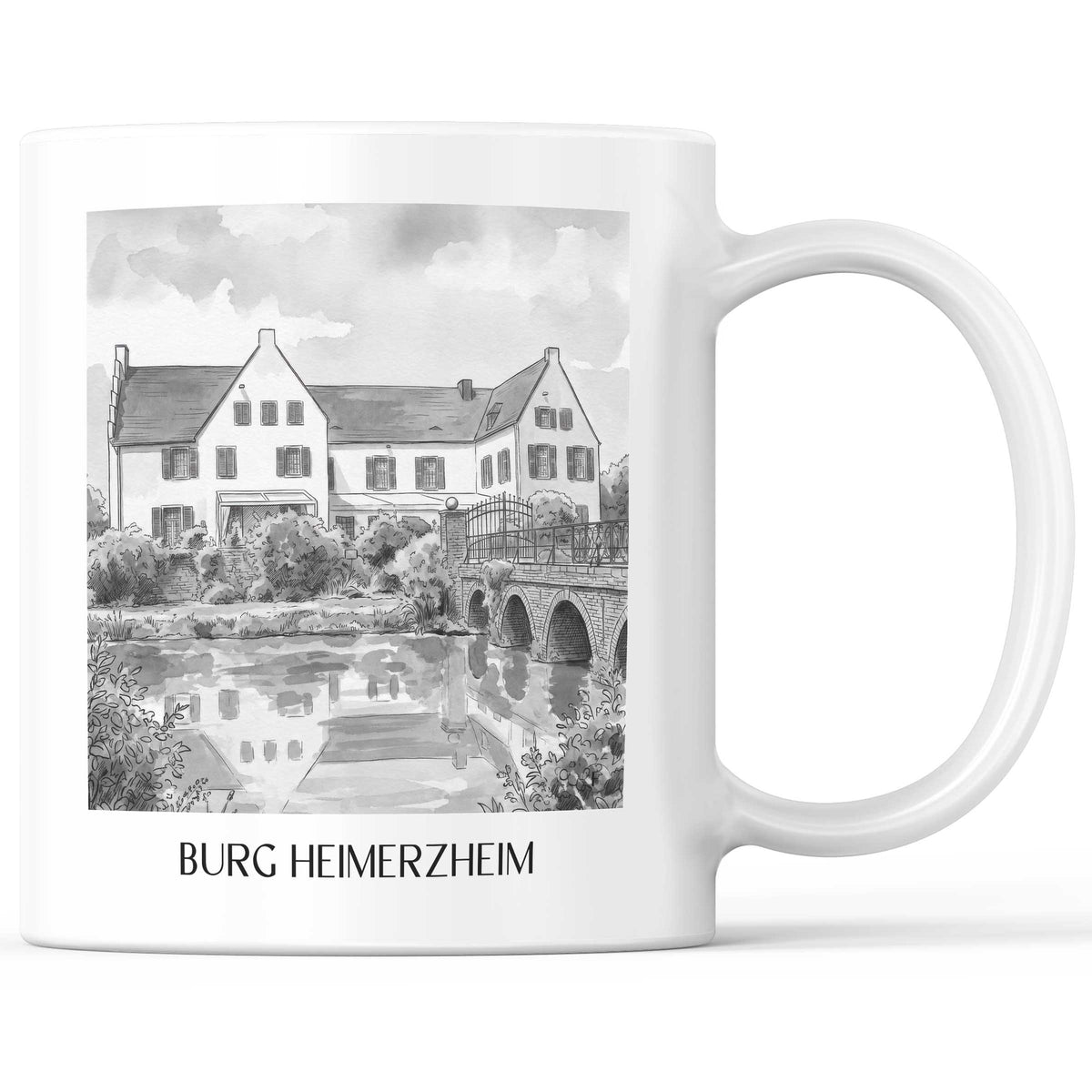 burg-heimerzheim-rheinland-deutschland-kaffeebecher-aquarell-schwarz-weiss
