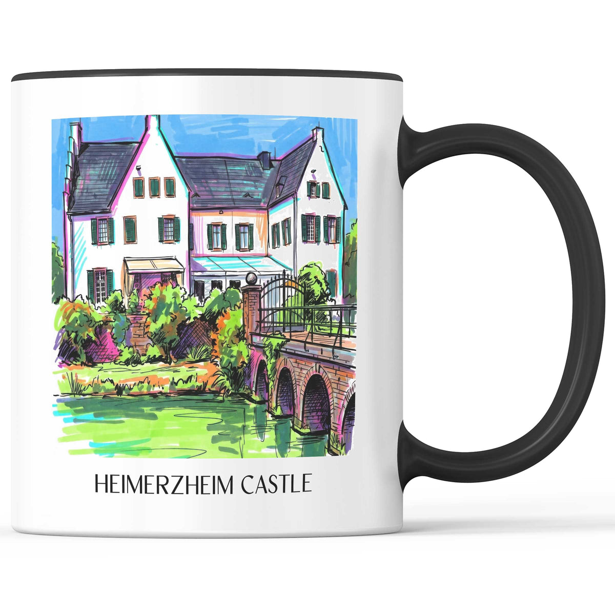 Burg Heimerzheim Kaffeebecher - Rheinland - Deutschland Becher - Kaffeetasse im Tag Graffiti Stil - favplace