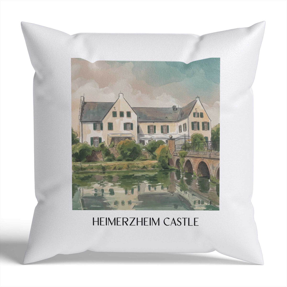Burg Heimerzheim Kissenhülle - Zierkissen Bezug - Rheinland - Deutschland Kissen bzw. Kissenbezug im Aquarell Stil - favplace