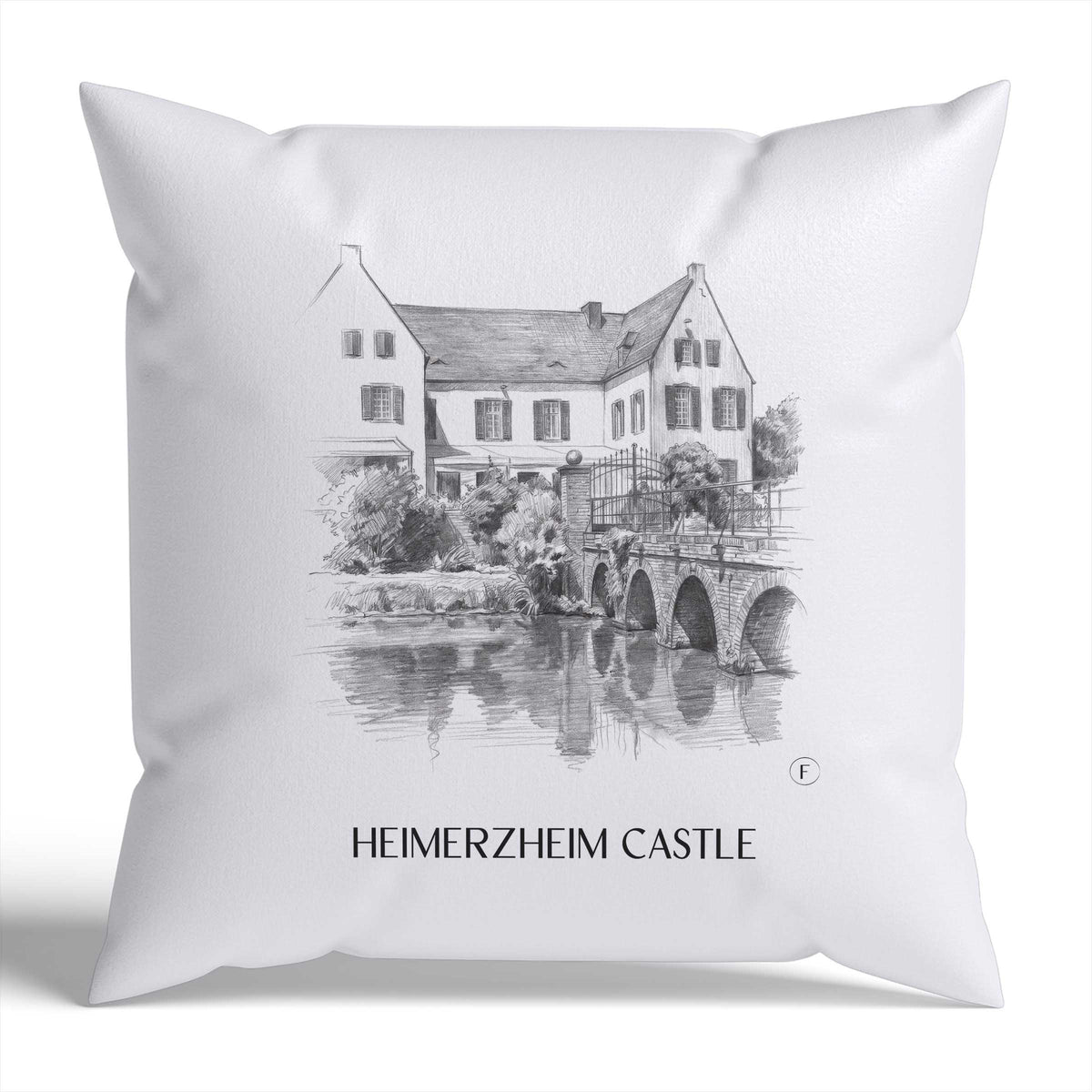 Burg Heimerzheim Kissenhülle - Zierkissen Bezug - Rheinland - Deutschland Kissen bzw. Kissenbezug im Zeichnung Stil - favplace