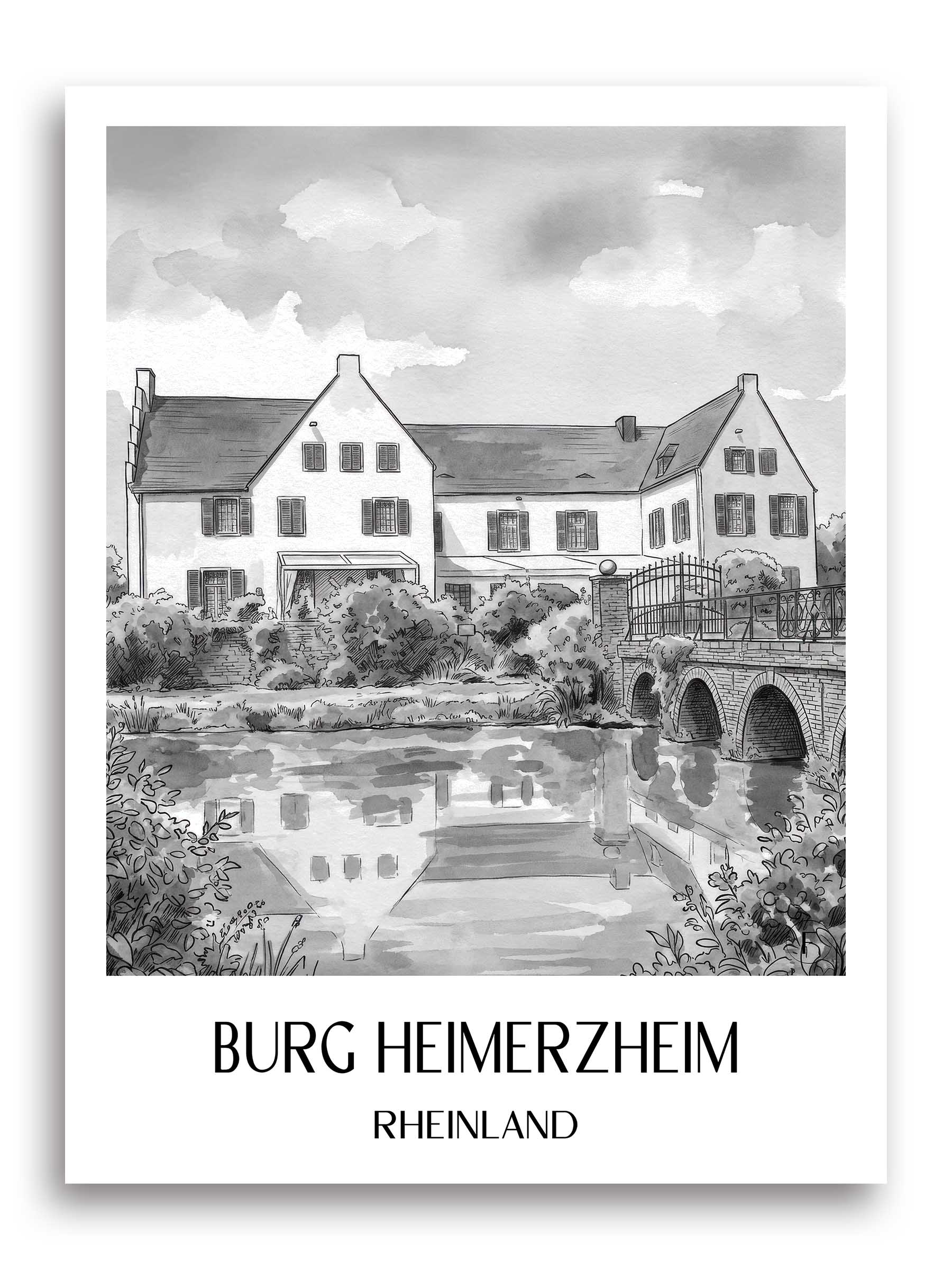burg-heimerzheim-rheinland-deutschland-poster-aquarell-schwarz-weiss