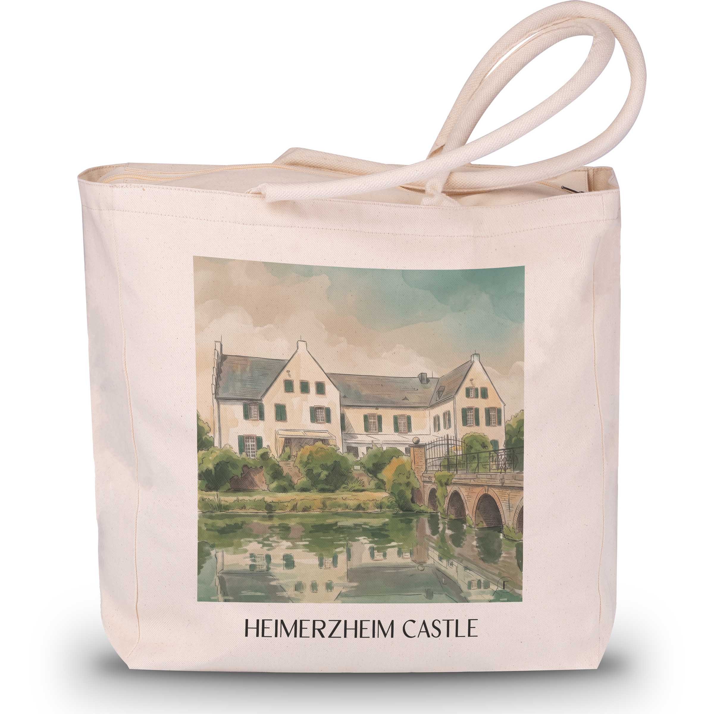 Burg Heimerzheim Shopping Tasche - Rheinland - Deutschland Tote Bag - Einkaufstasche im Aquarell Stil - favplace