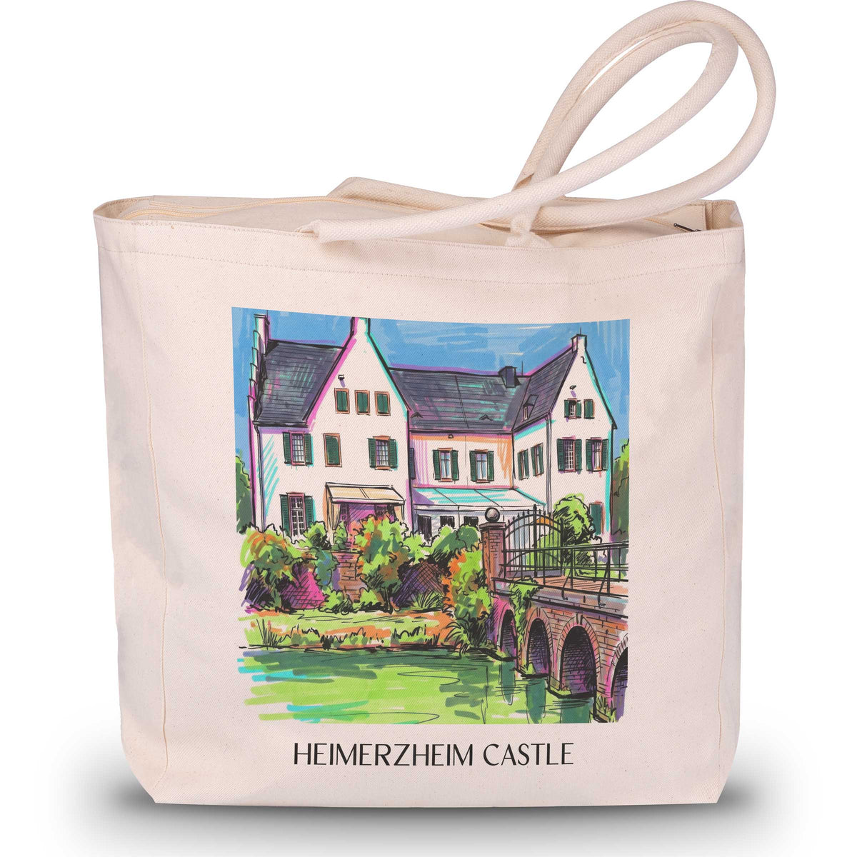 Burg Heimerzheim Shopping Tasche - Rheinland - Deutschland Tote Bag - Einkaufstasche im Tag Graffiti Stil - favplace