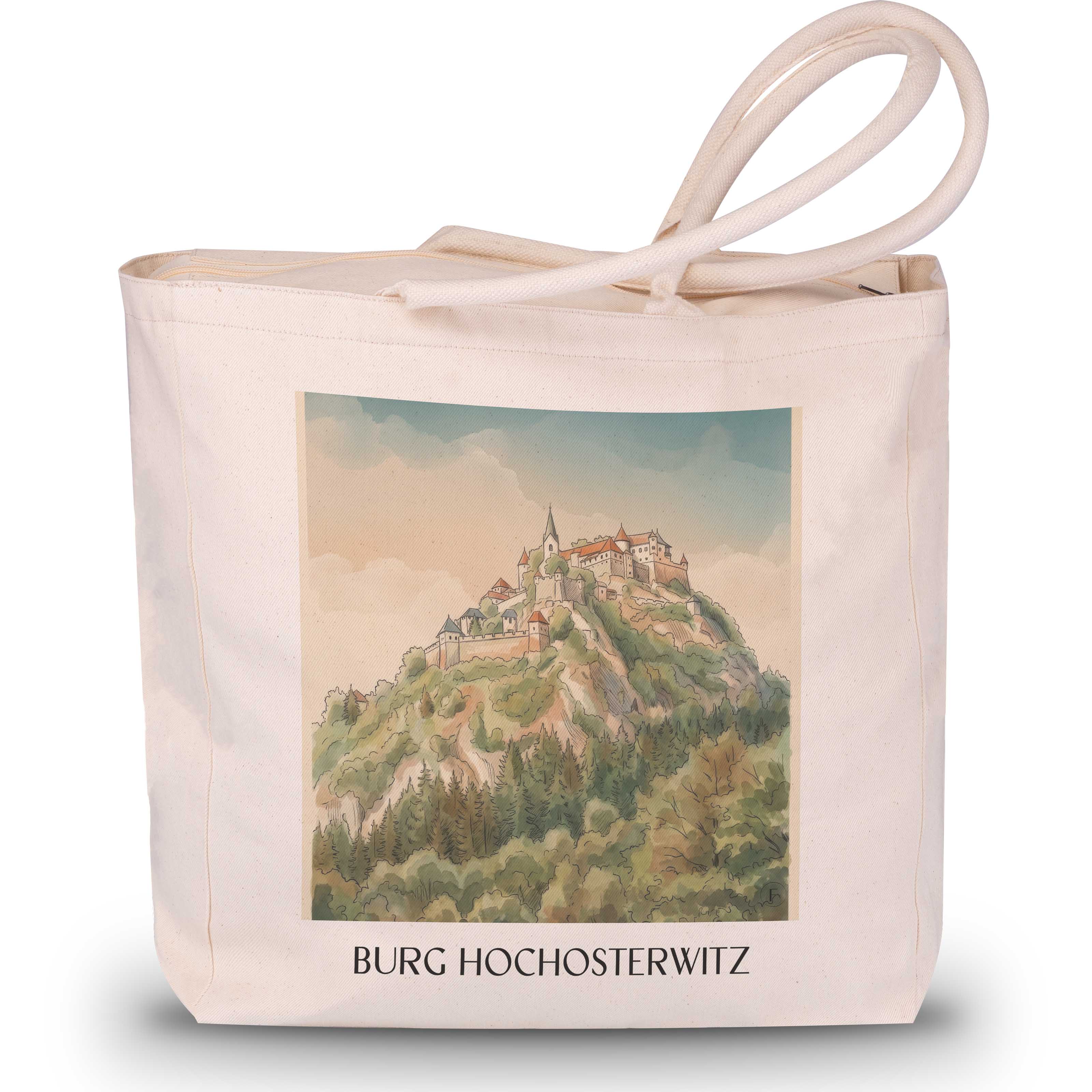 burg-hochosterwitz-kärnten-österreich-einkaufstasche-aquarell