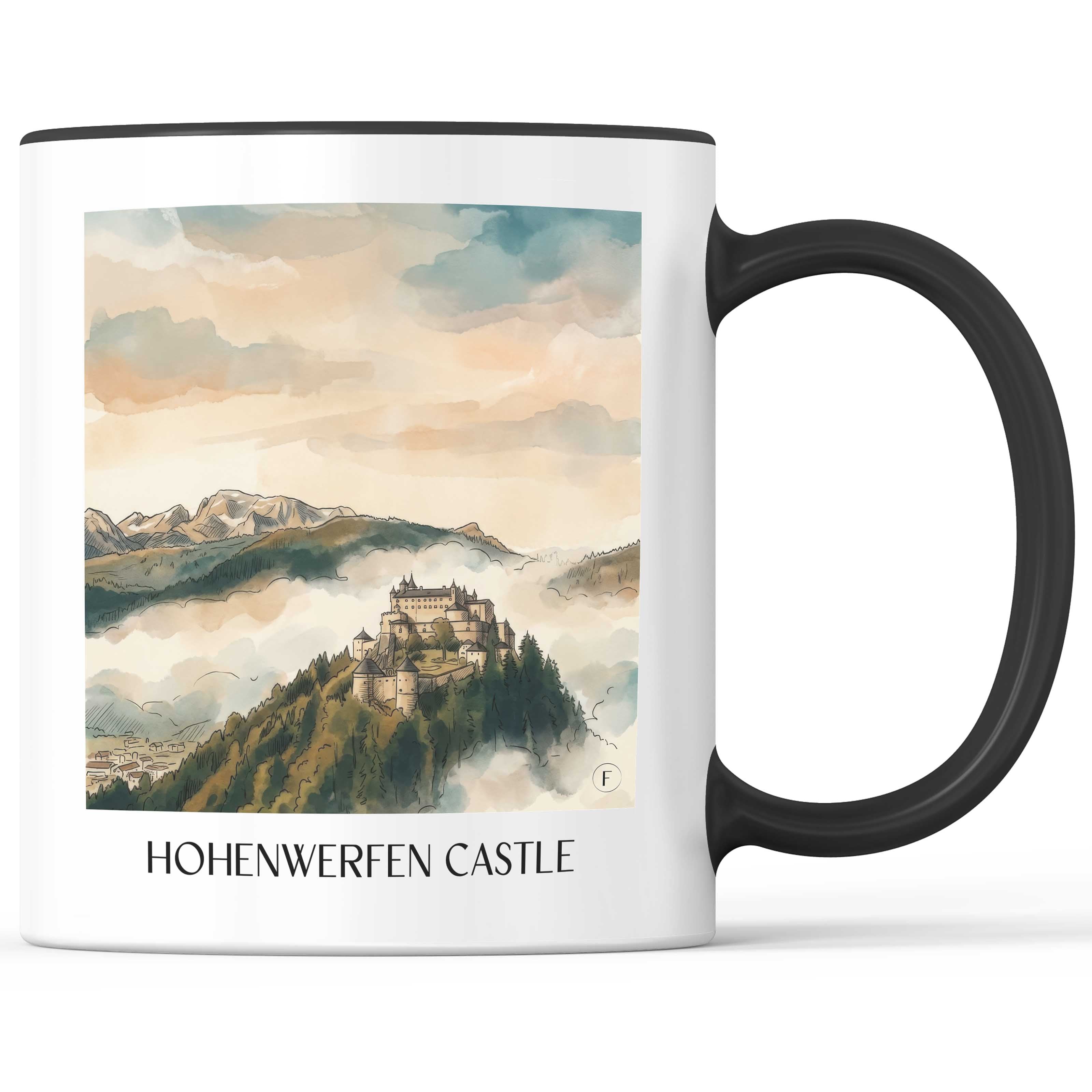 Burg Hohenwerfen Kaffeebecher - Österreich - Österreich und Österreich Becher - Kaffeetasse im Aquarell Stil - favplace