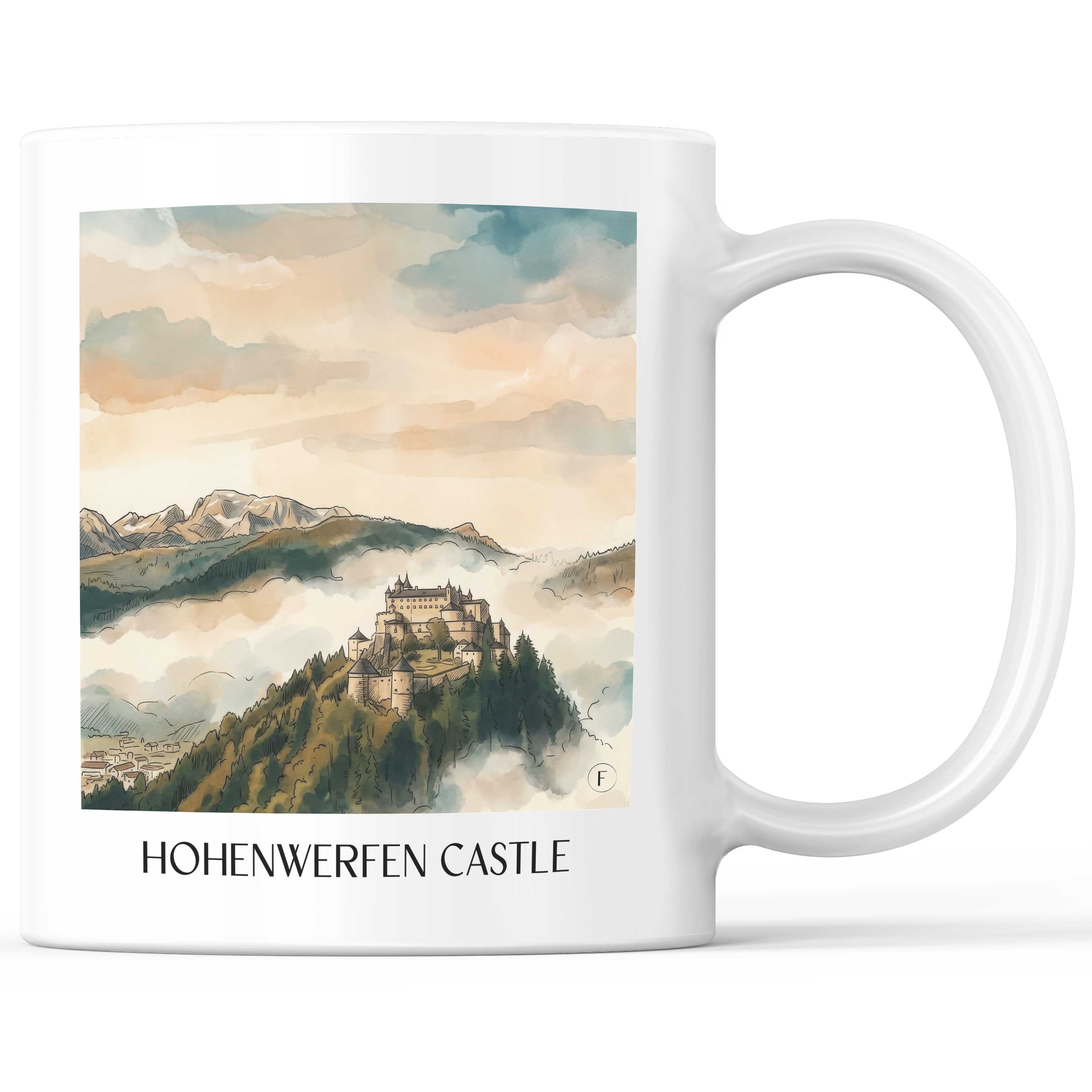 Burg Hohenwerfen Kaffeebecher - Österreich - Österreich und Österreich Becher - Kaffeetasse im Aquarell Stil - favplace