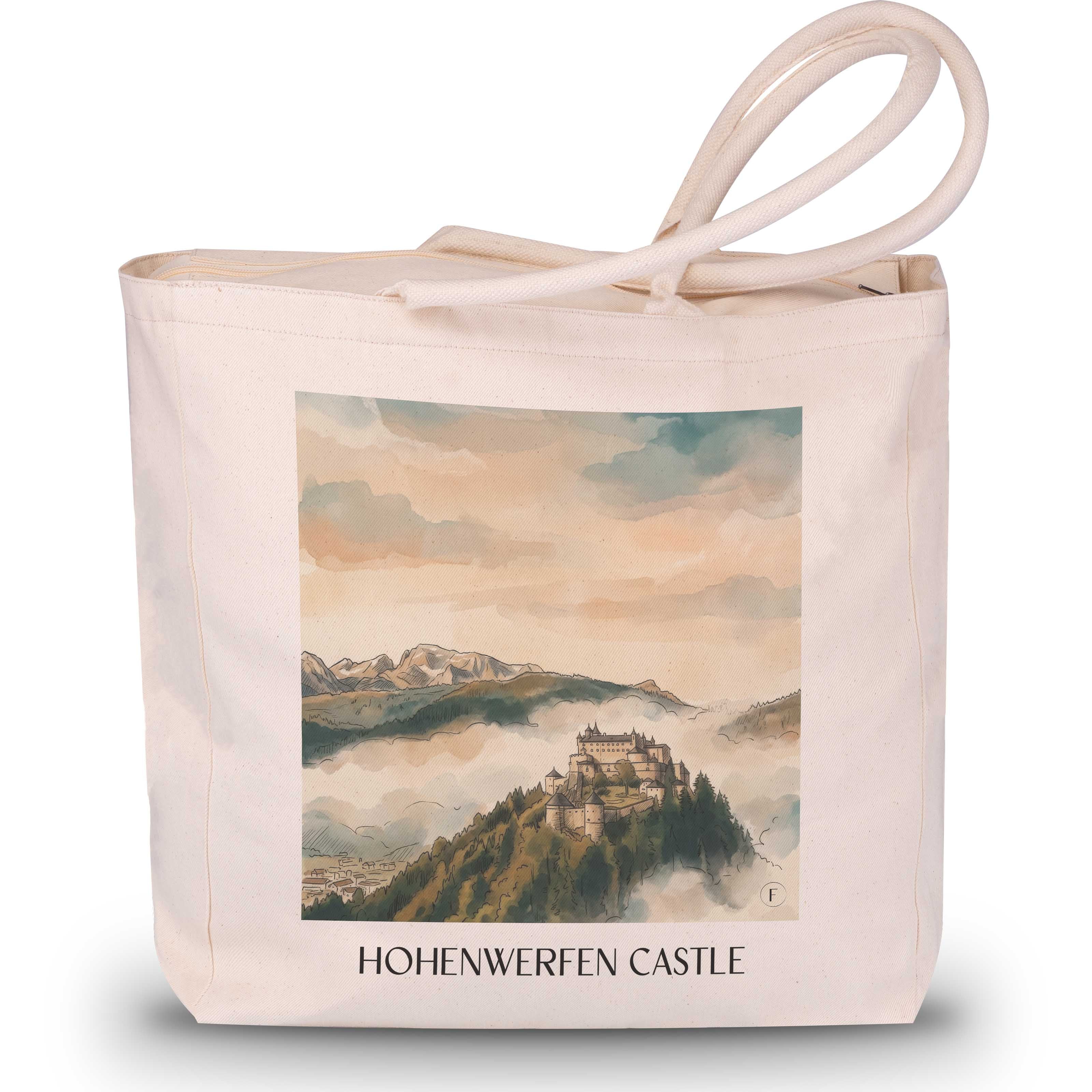 Burg Hohenwerfen Shopping Tasche - Österreich - Österreich und Österreich Tote Bag - Einkaufstasche im Aquarell Stil - favplace