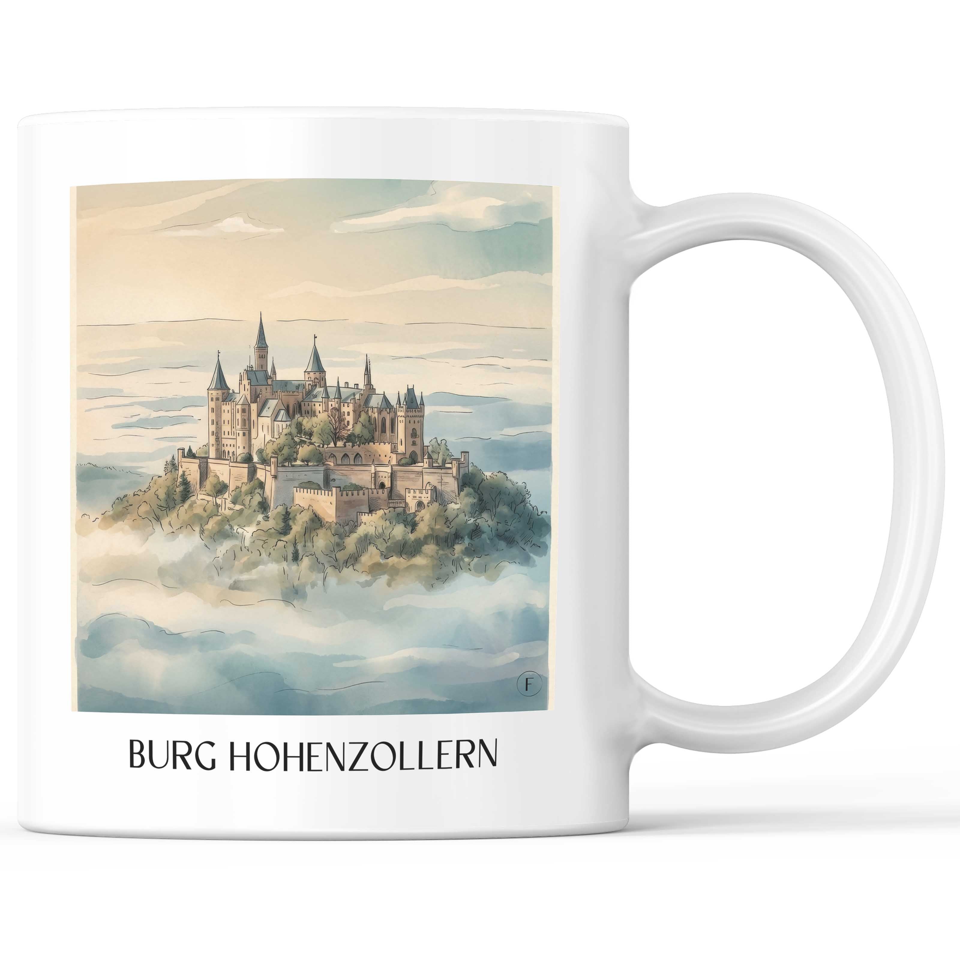 Burg Hohenzollern Kaffeebecher - Schwäbische Alb - Deutschland Becher - Kaffeetasse im Aquarell Stil - favplace