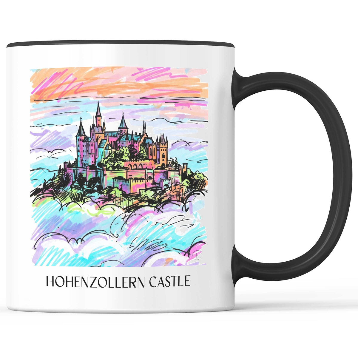Burg Hohenzollern Kaffeebecher - Schwäbische Alb - Deutschland Becher - Kaffeetasse im Tag Graffiti Stil - favplace