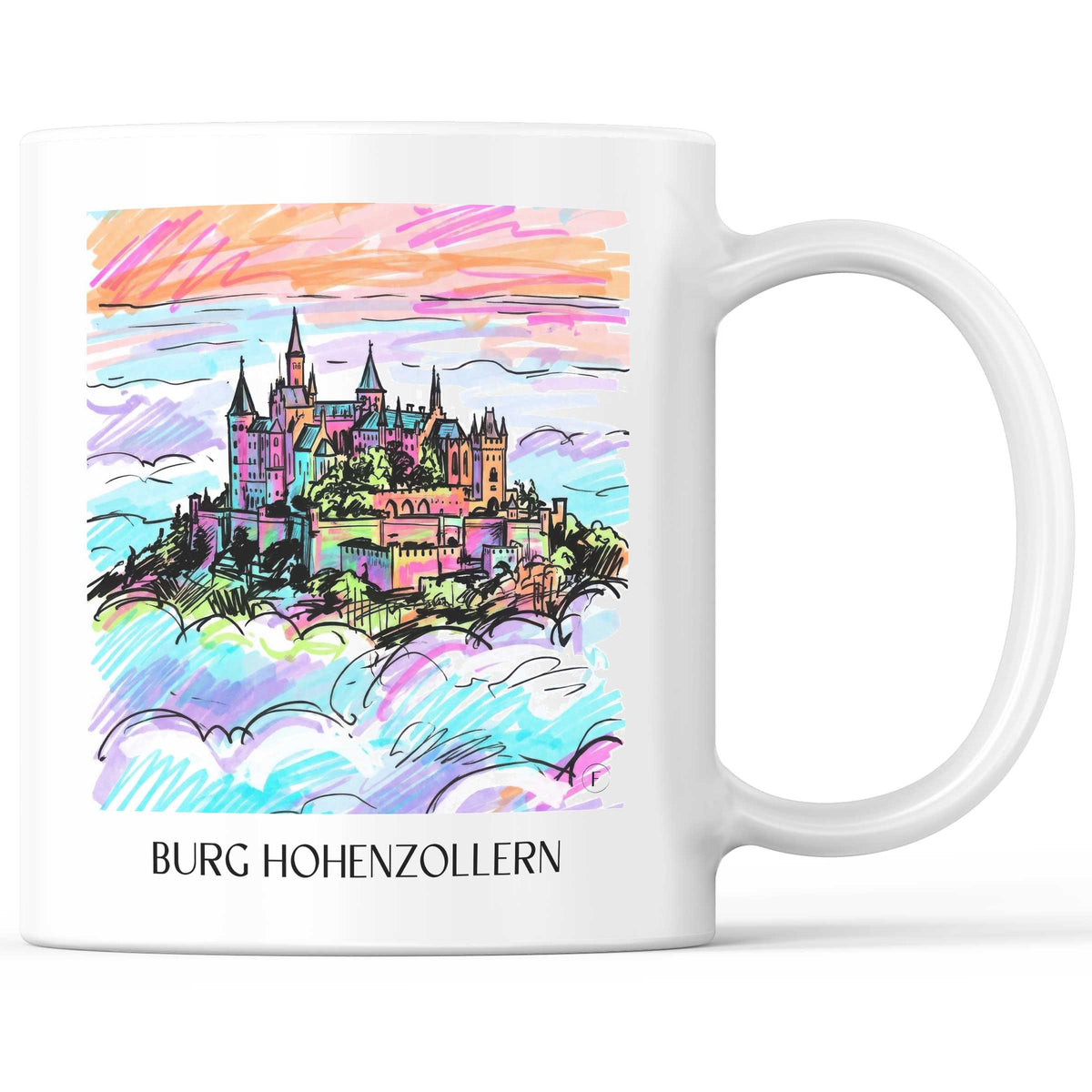Burg Hohenzollern Kaffeebecher - Schwäbische Alb - Deutschland Becher - Kaffeetasse im Tag Graffiti Stil - favplace