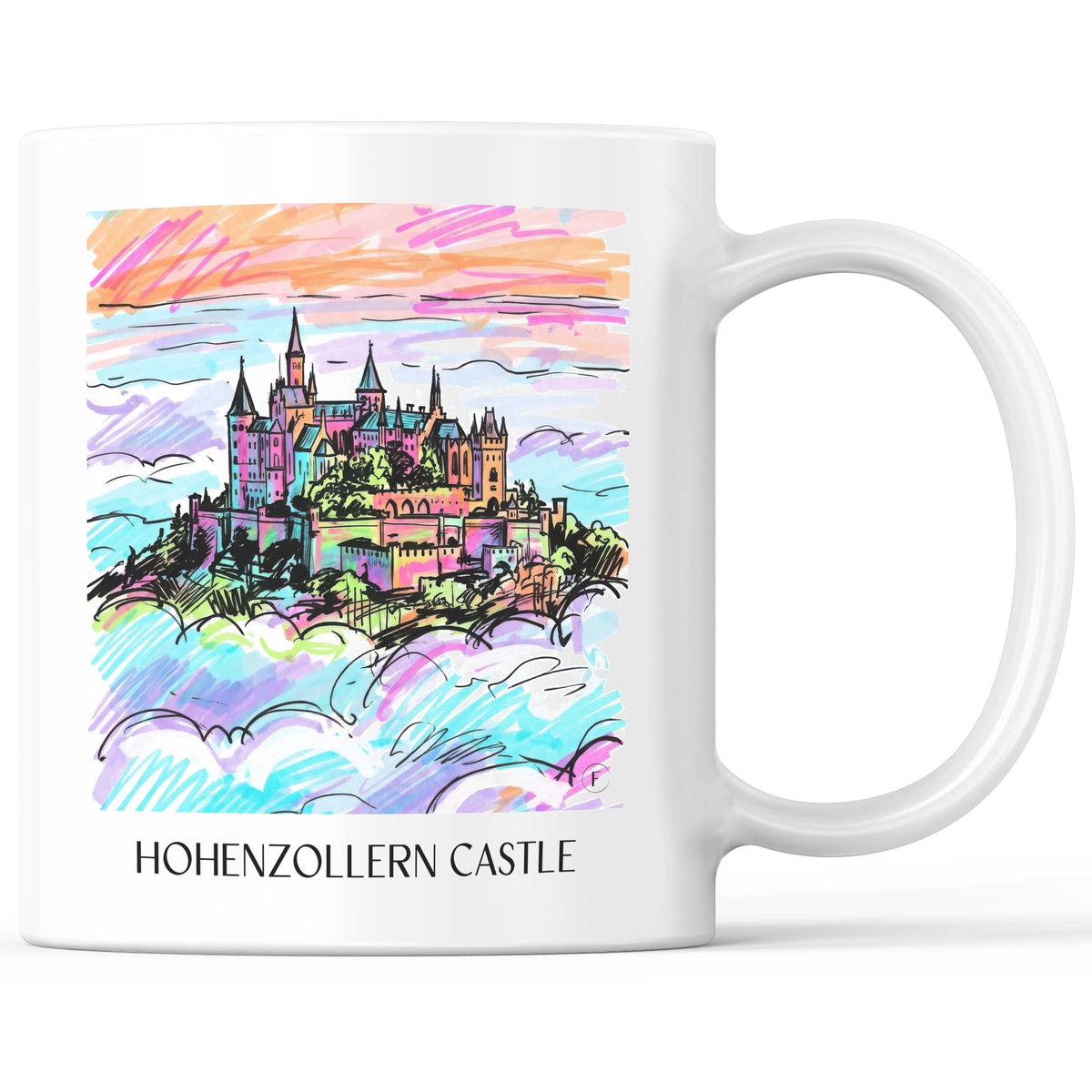 Burg Hohenzollern Kaffeebecher - Schwäbische Alb - Deutschland Becher - Kaffeetasse im Tag Graffiti Stil - favplace