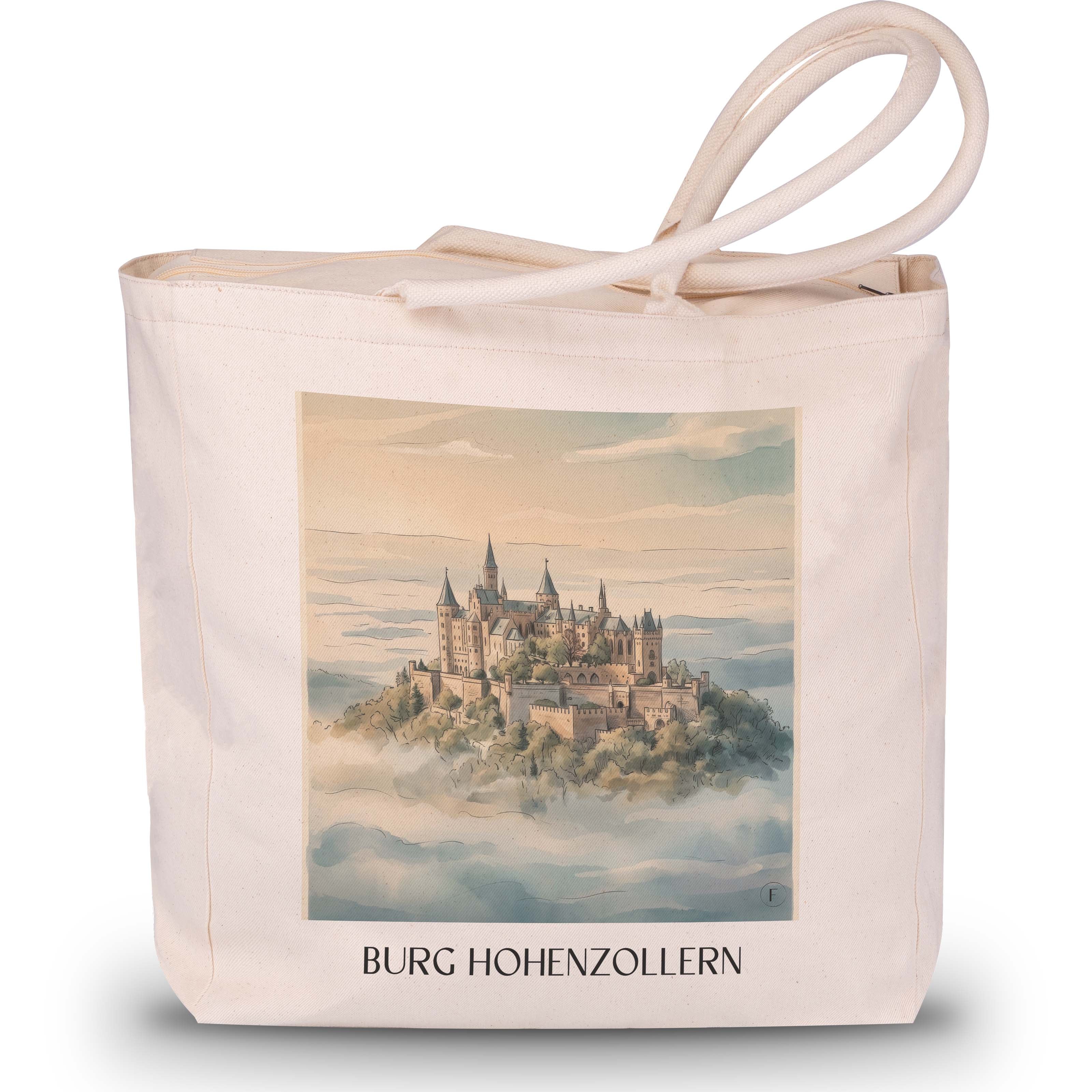 burg-hohenzollern-schwäbische-alb-deutschland-einkaufstasche-aquarell