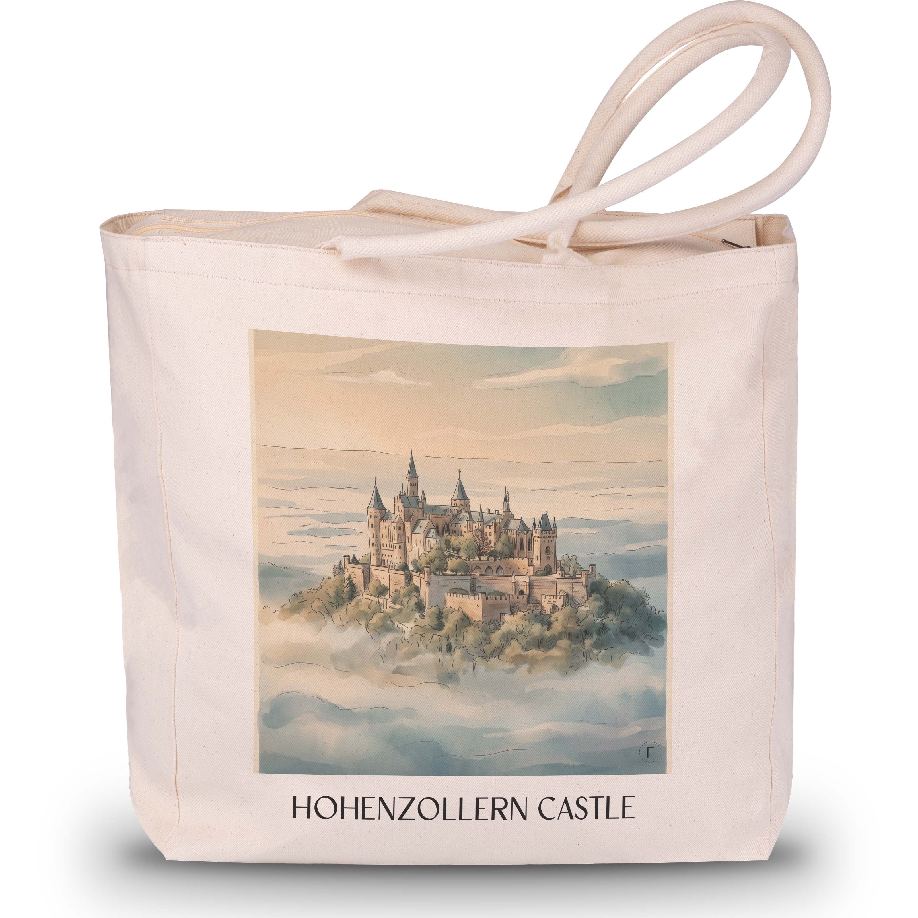 Burg Hohenzollern Shopping Tasche - Schwäbische Alb - Deutschland Tote Bag - Einkaufstasche im Aquarell Stil - favplace