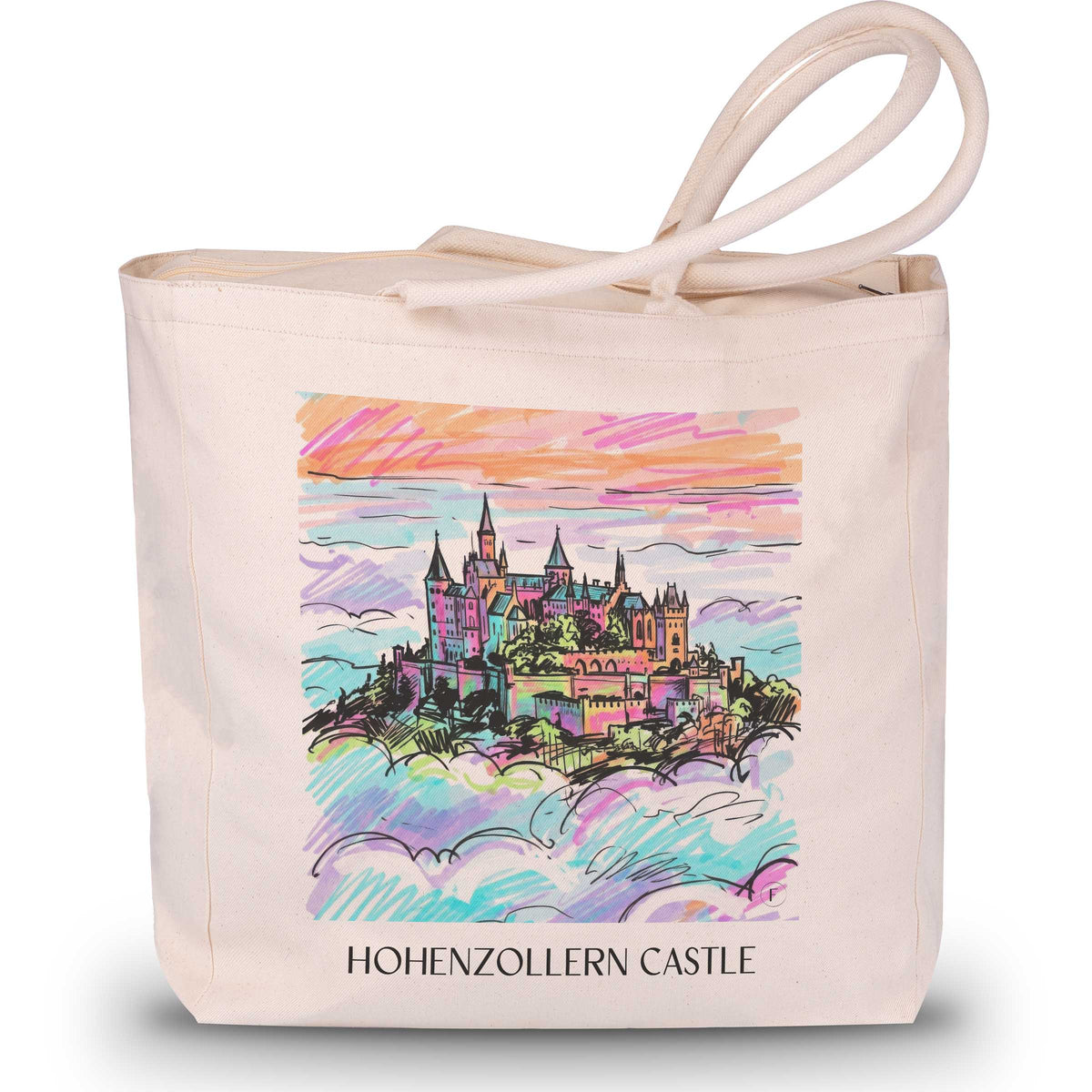 Burg Hohenzollern Shopping Tasche - Schwäbische Alb - Deutschland Tote Bag - Einkaufstasche im Tag Graffiti Stil - favplace