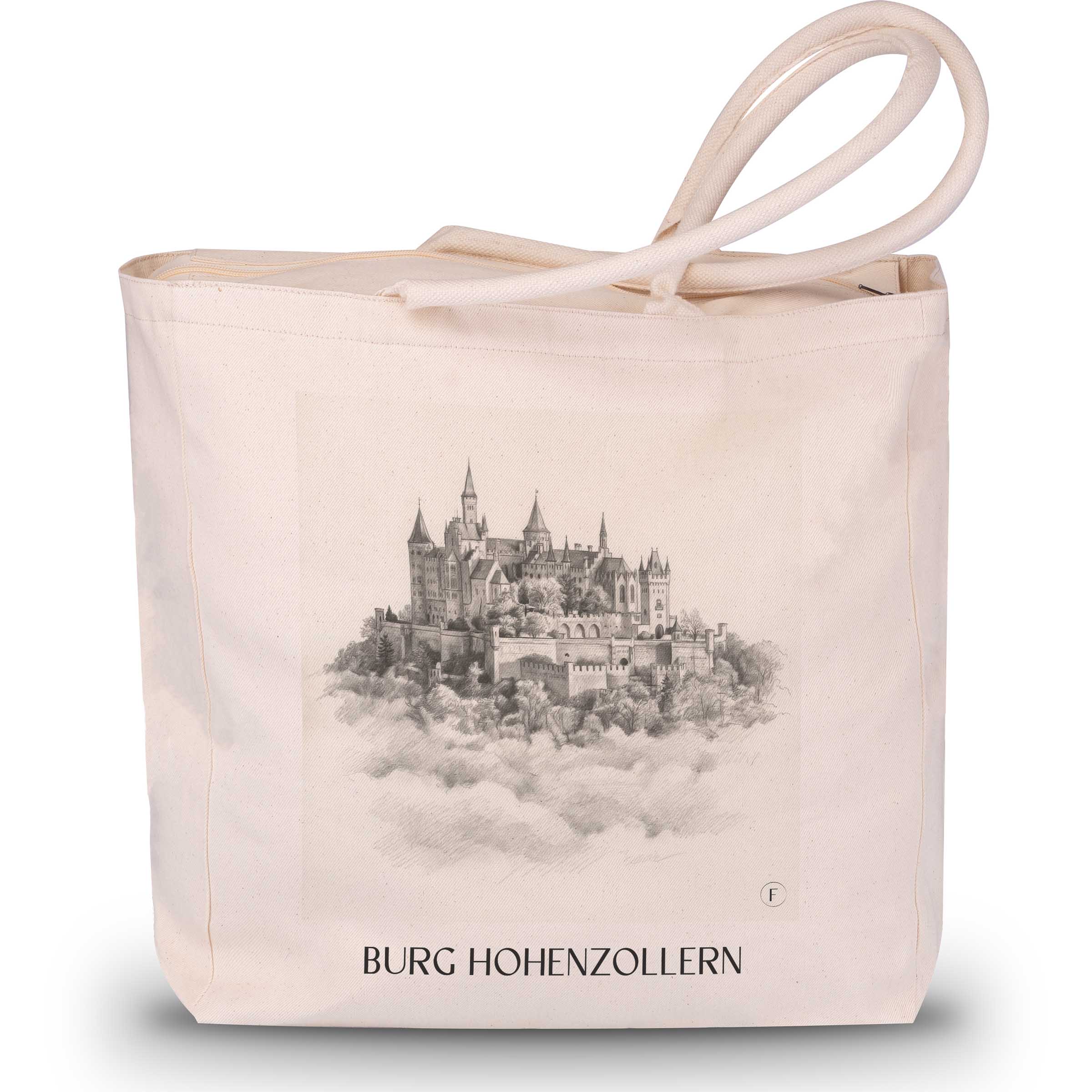 burg-hohenzollern-schwäbische-alb-deutschland-einkaufstasche-bleistift-zeichnung-drawing