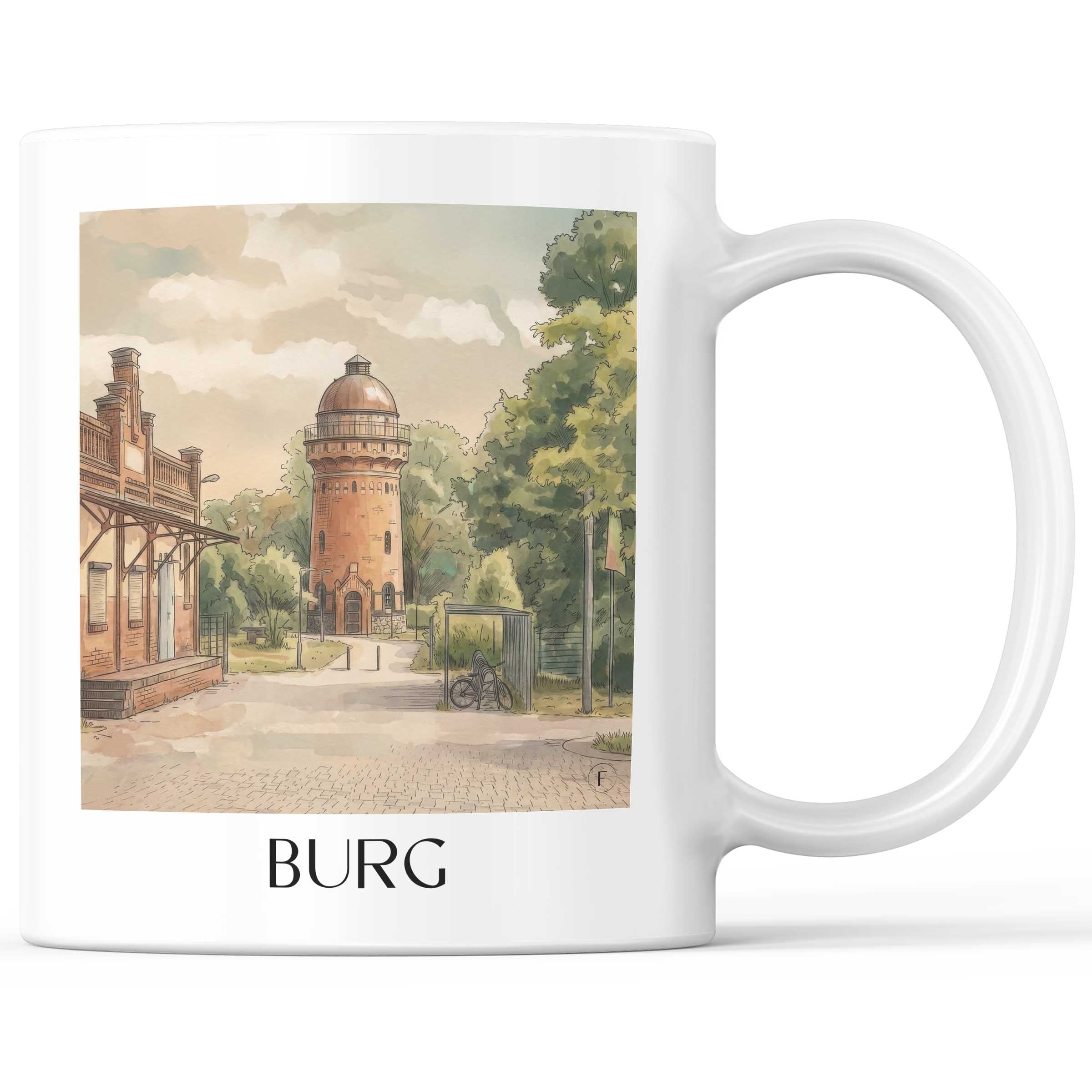 Burg Kaffeebecher - Magdeburg - Deutschland Becher - Kaffeetasse im Aquarell Stil - favplace