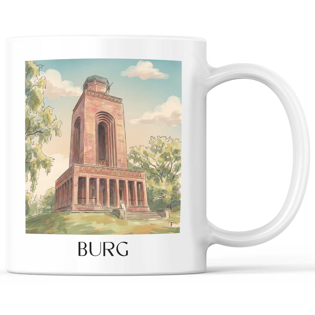 Burg Kaffeebecher - Spreewald - Deutschland Becher - Kaffeetasse im Aquarell Stil - favplace